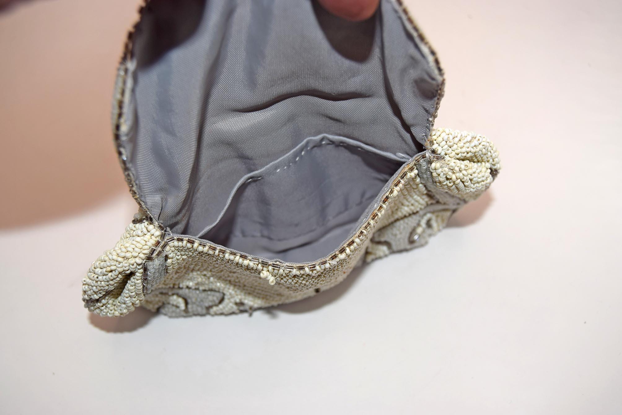 Vintage French Art Deco Beaded Evening Bag Purse with Hand Strap c1920s