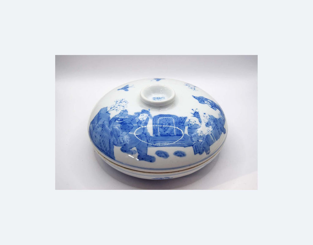Rare Antique Chinese Blue & White Divided Lidded Serving Dish. Early 1900s