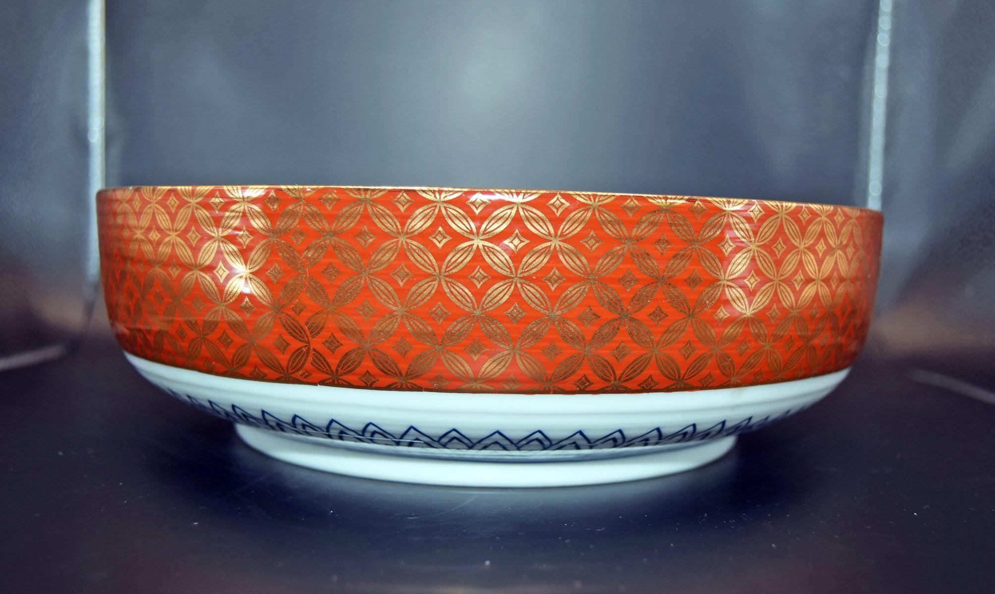 Japanese Shibata Toki Porcelain Floral Peony Bowl Vintage 1970s