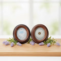 Two delicate lacework pictures in wooden frames