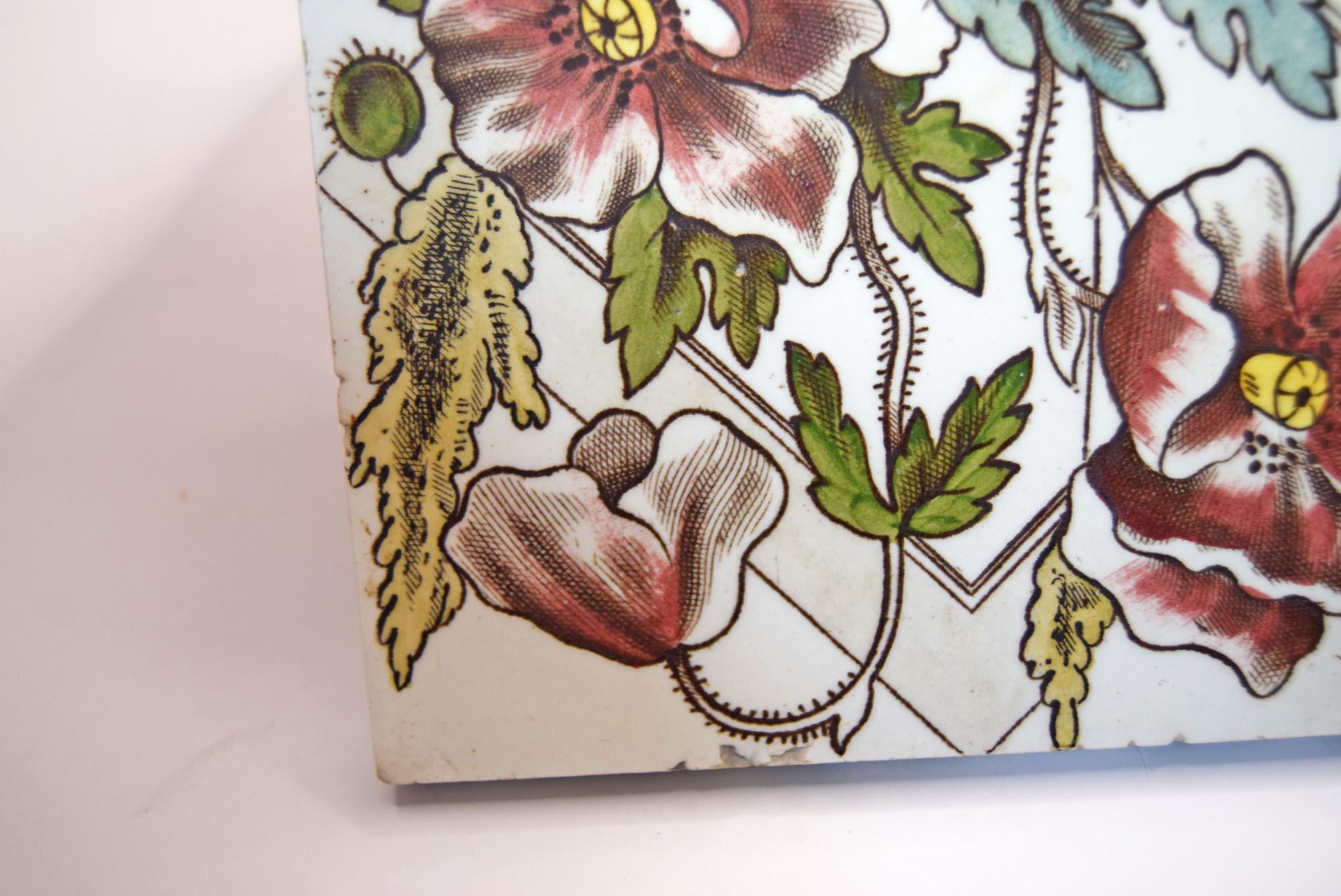 Vintage Sherwin Floral Tile: Antique Art Nouveau Design