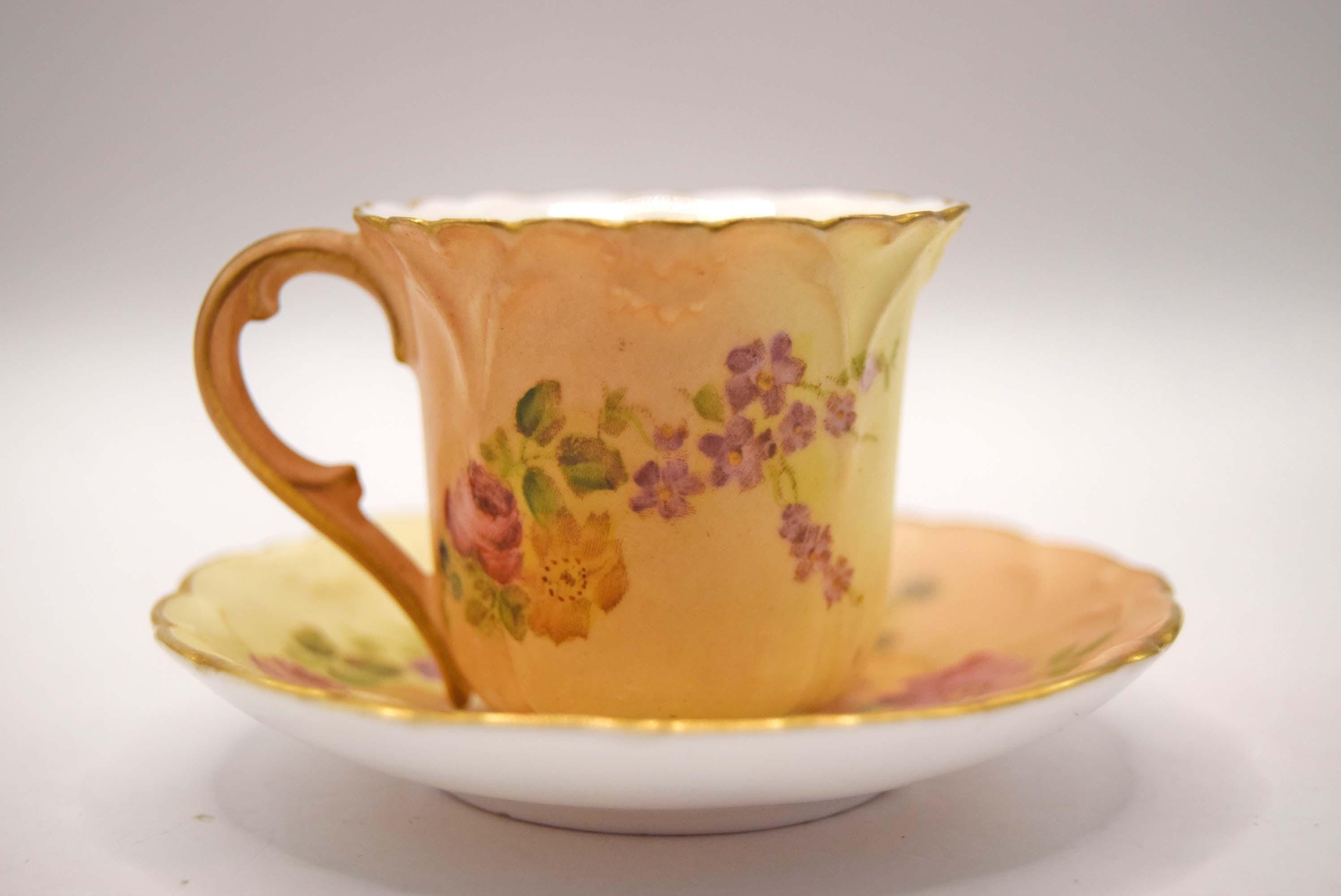 MINT 1901 Royal Worcester Miniature Teacup & Saucer - Blush Ivory -RN 234574