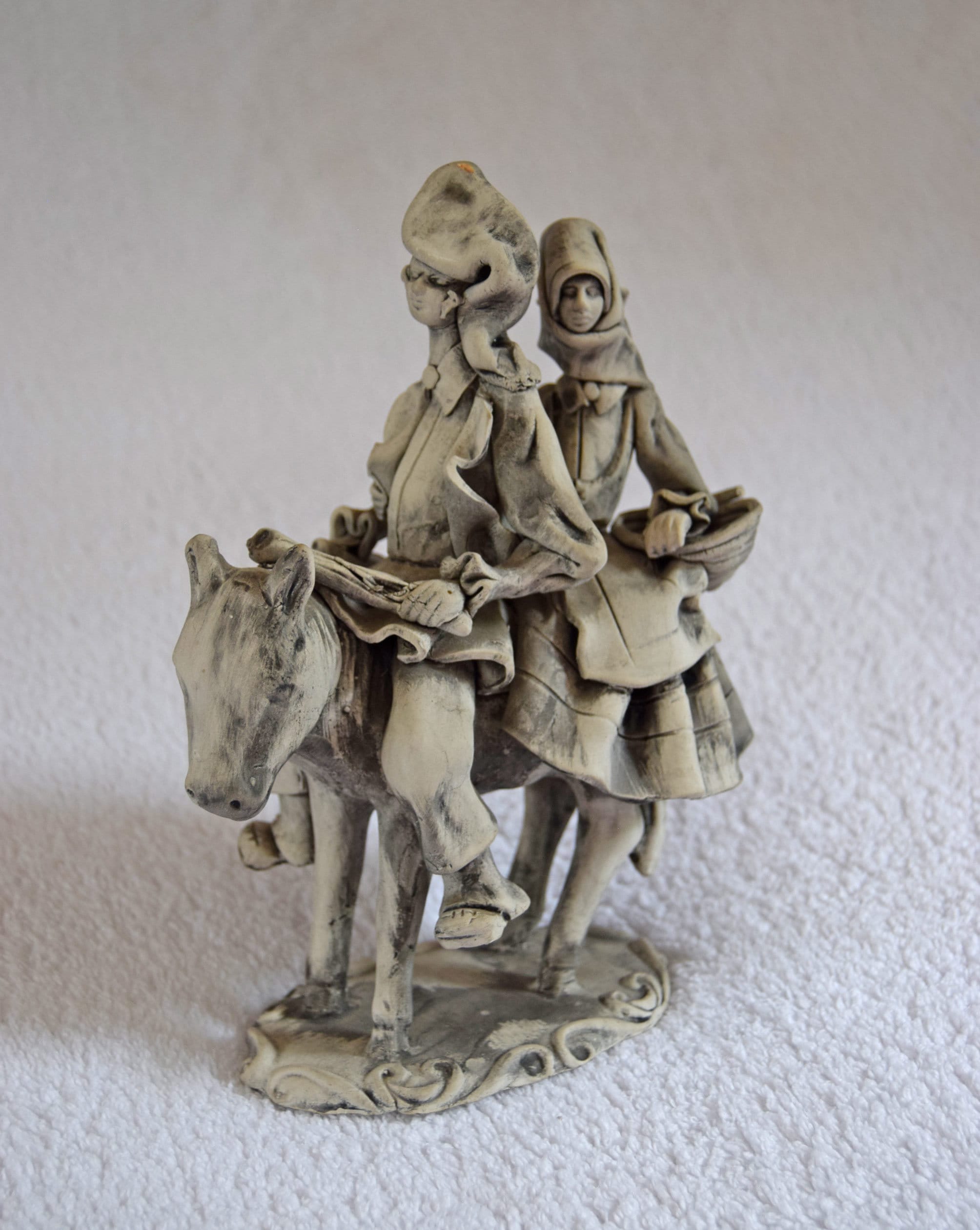 RARE Vintage Ceramiche Stelio Mola Cagliari Couple on a Donkey