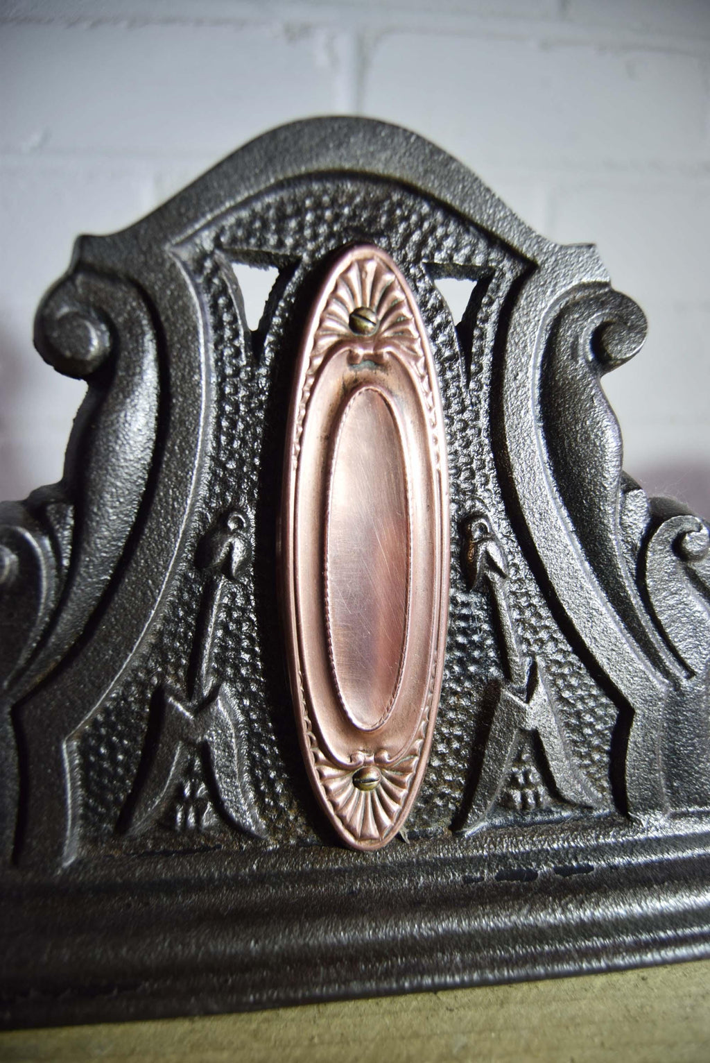Rare Victorian Cast Iron & Copper Fender c1890s | Victorian fenders | Antique home decor