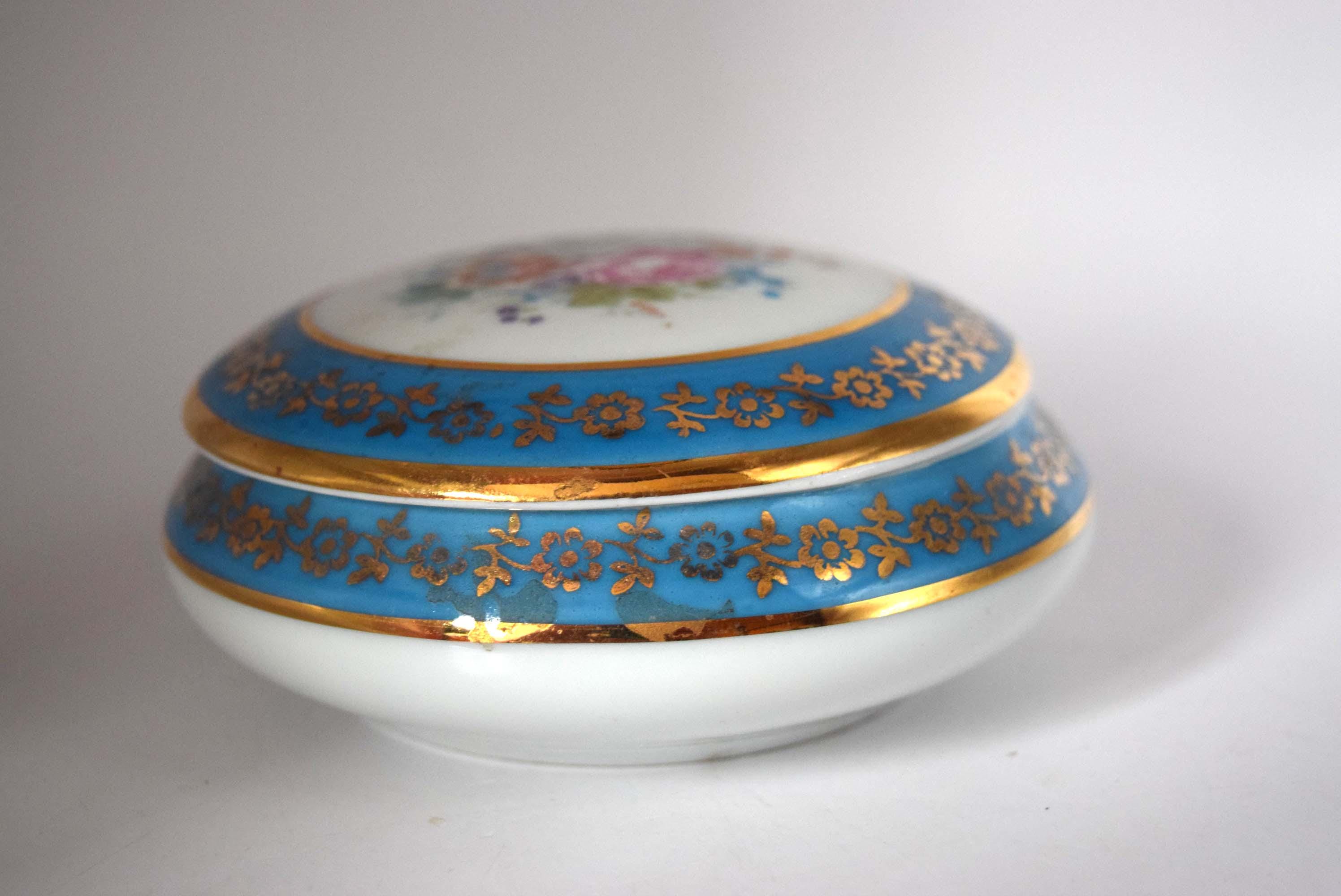 Meissner Limoges France Small Domed Trinket Box Pot | Floral c1950