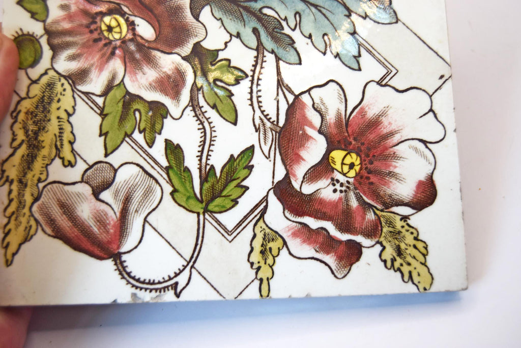 Vintage Sherwin Floral Tile: Antique Art Nouveau Design