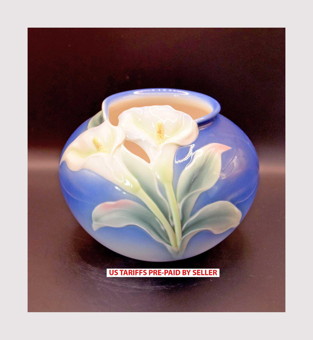 Large FRANZ Porcelain Arum Lily Bulbous Flower Vase Reg: XP1887 6" Tall