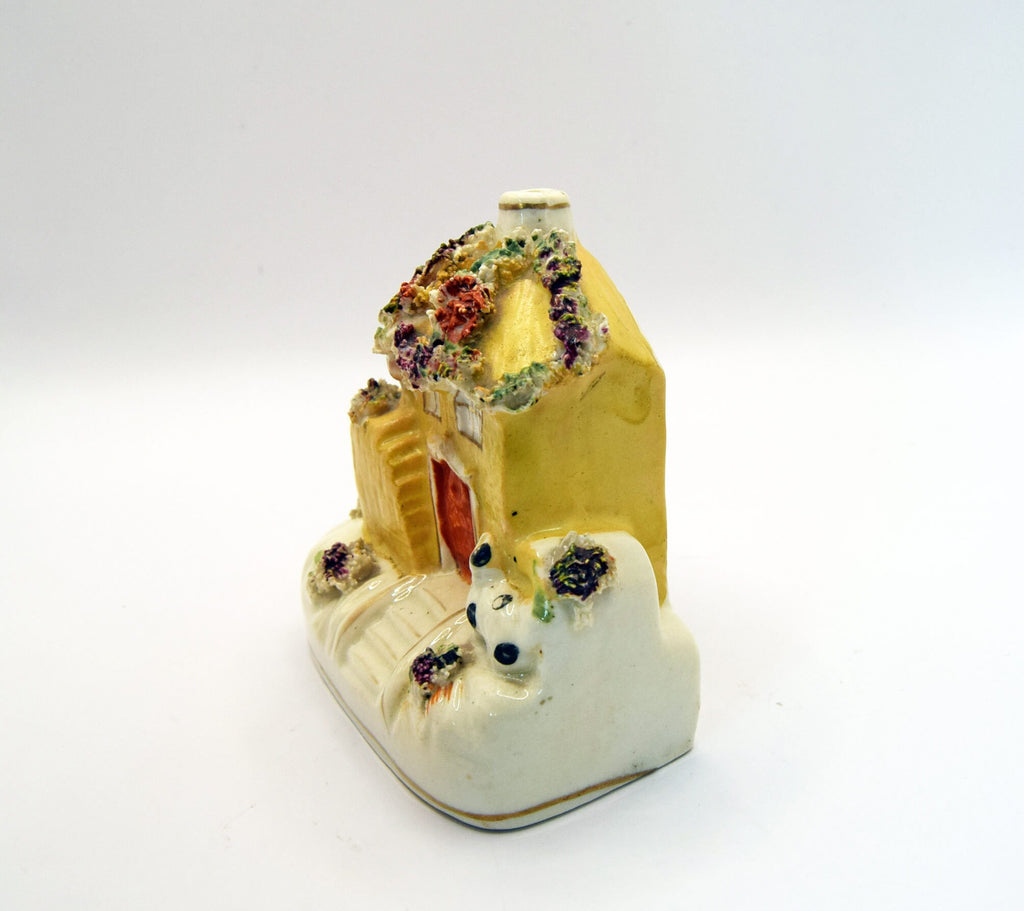 Staffordshire Flatback Pottery Pastille Burner c1840.  Rare pre-firing damage to rear.