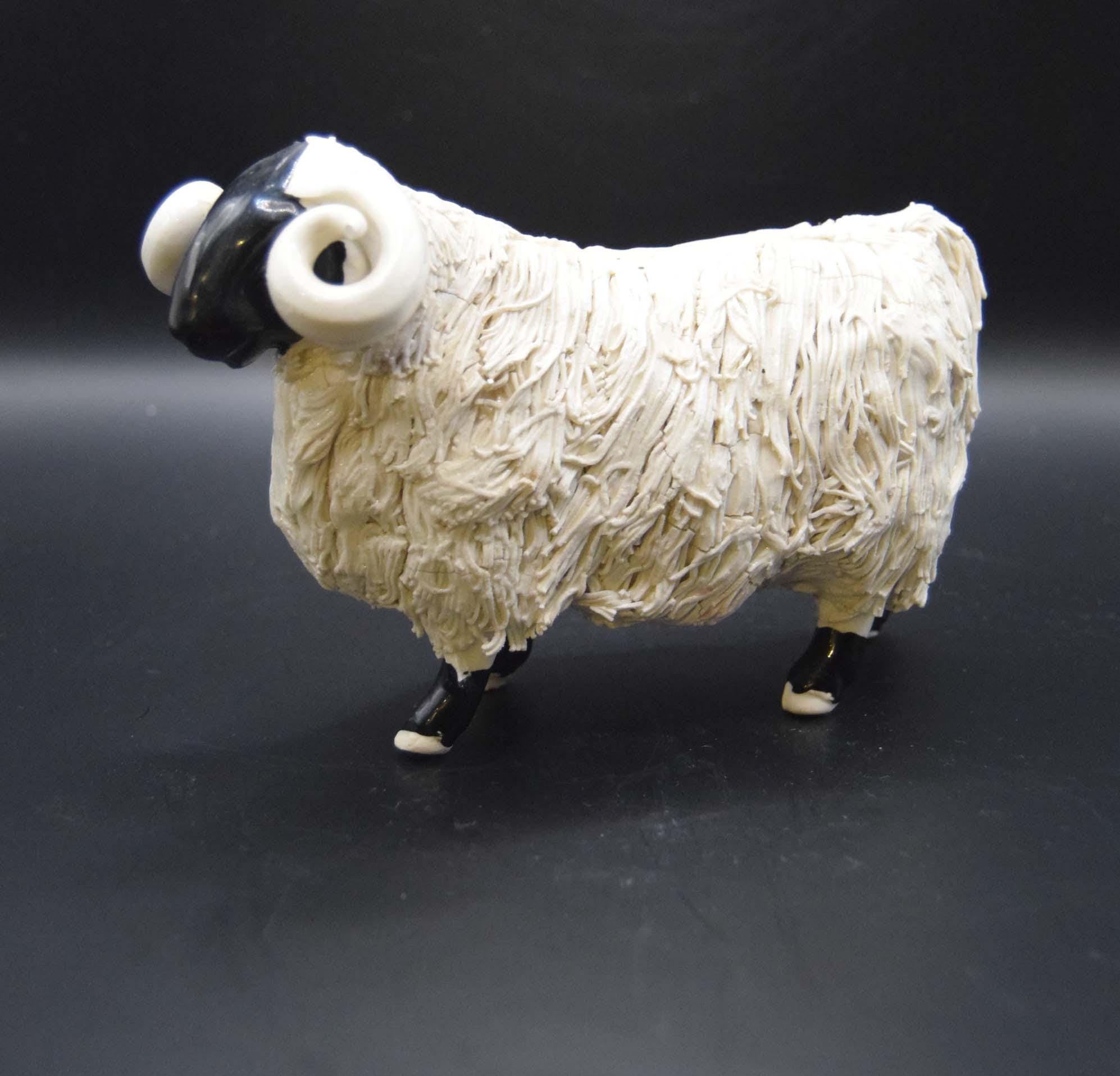 Spaghetti Pottery Blackface Highland Ram Figurine c1960s