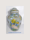 Large Antique Reverse Decalcomania Glass Vase Jar With Lid - Mid 19th Century - RARE FIND