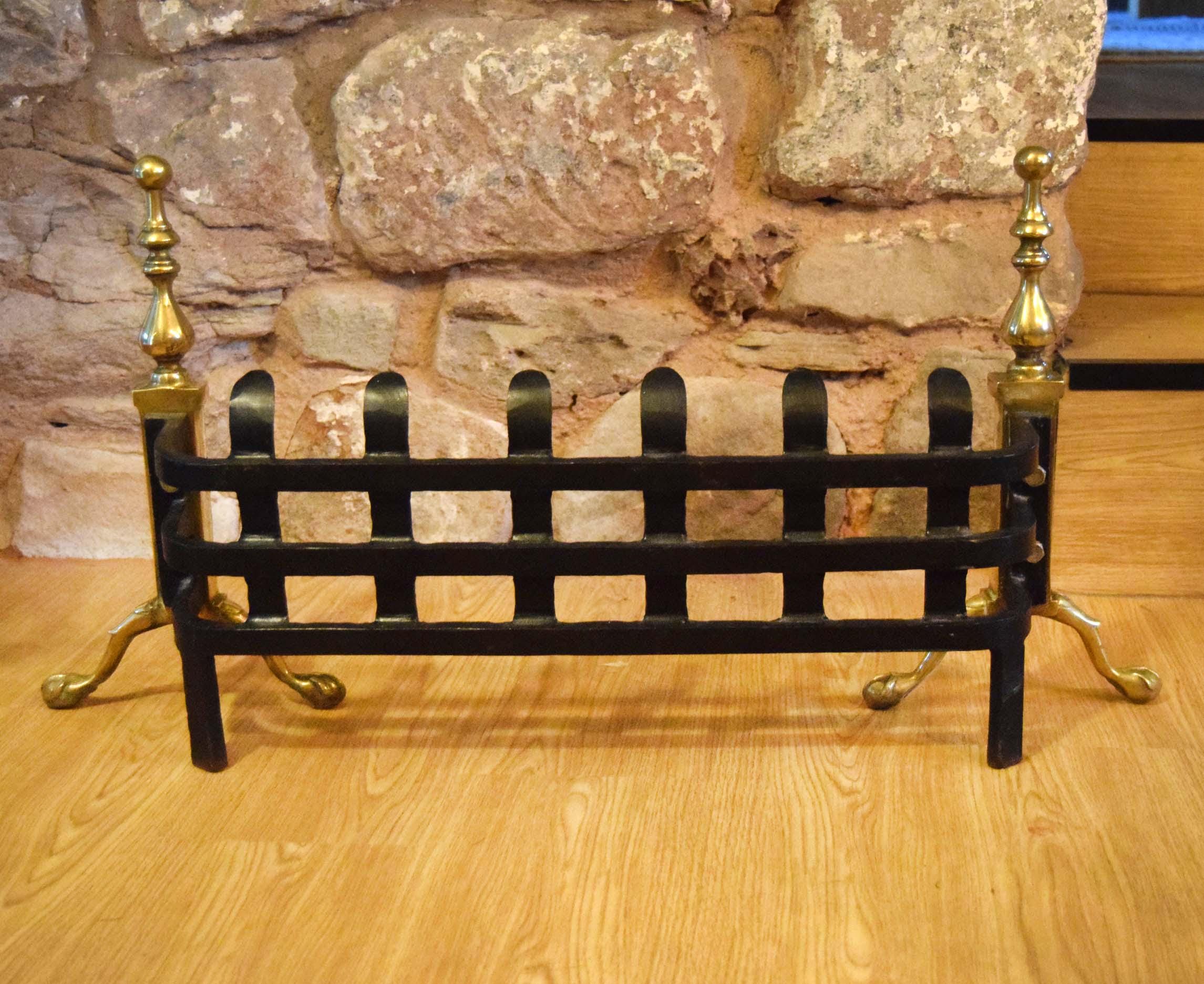 Vintage Cast Iron and Brass Fire Fret â€“ Traditional Blenheim Style Fireplace