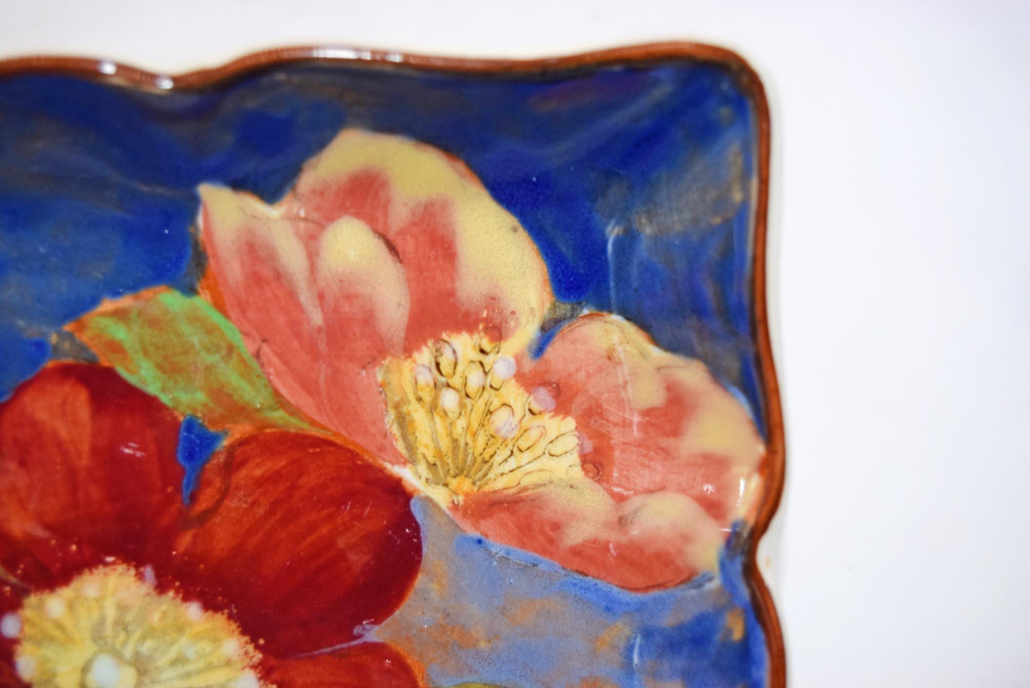 Art Nouveau Royal Doulton Hand Painted Wild Rose Trinket Dish/Tray Cat.No.7923