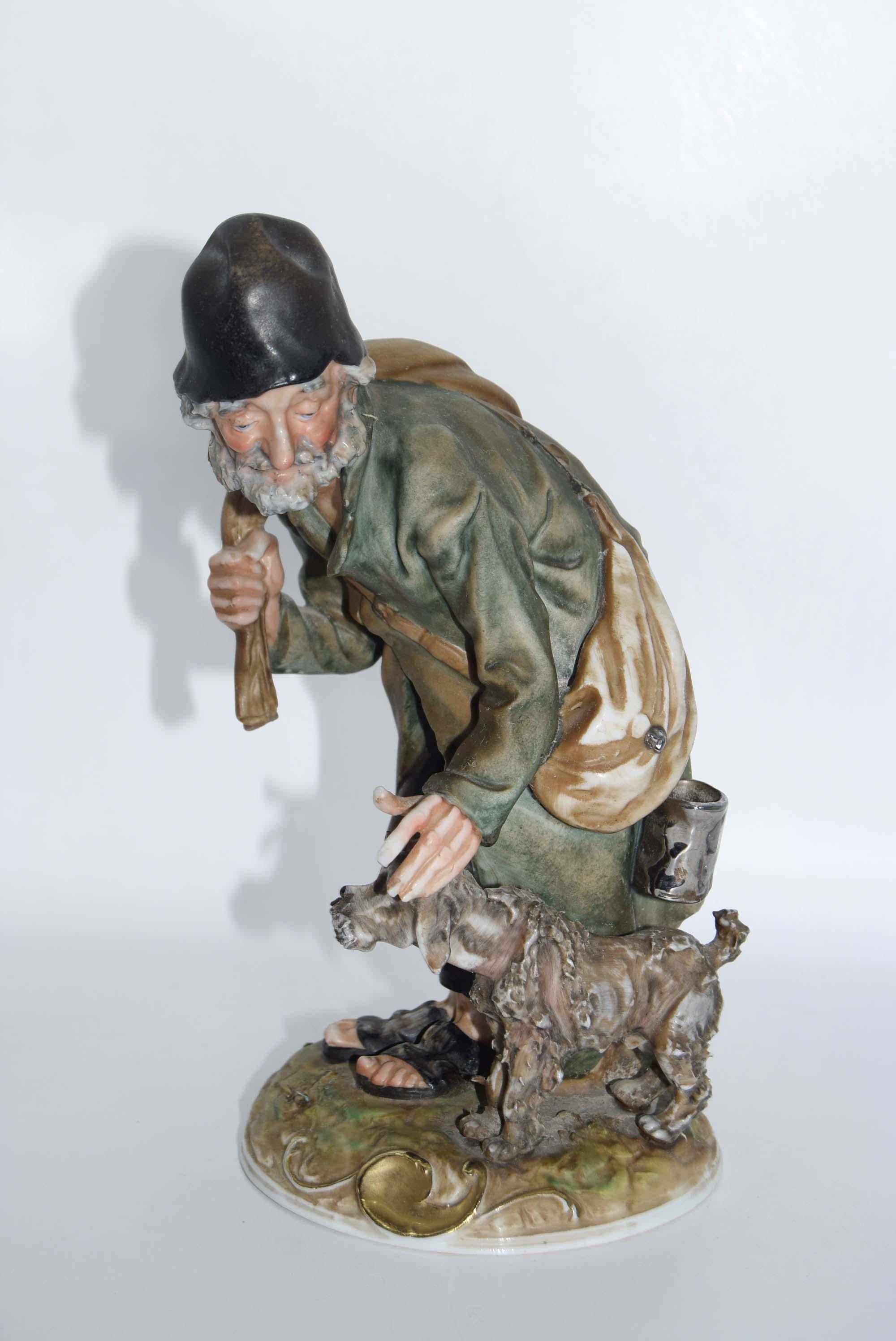 Vintage Carl Scheidig Porcelain Figurine - "Tramp and Scamp" (Hobo and Dog)