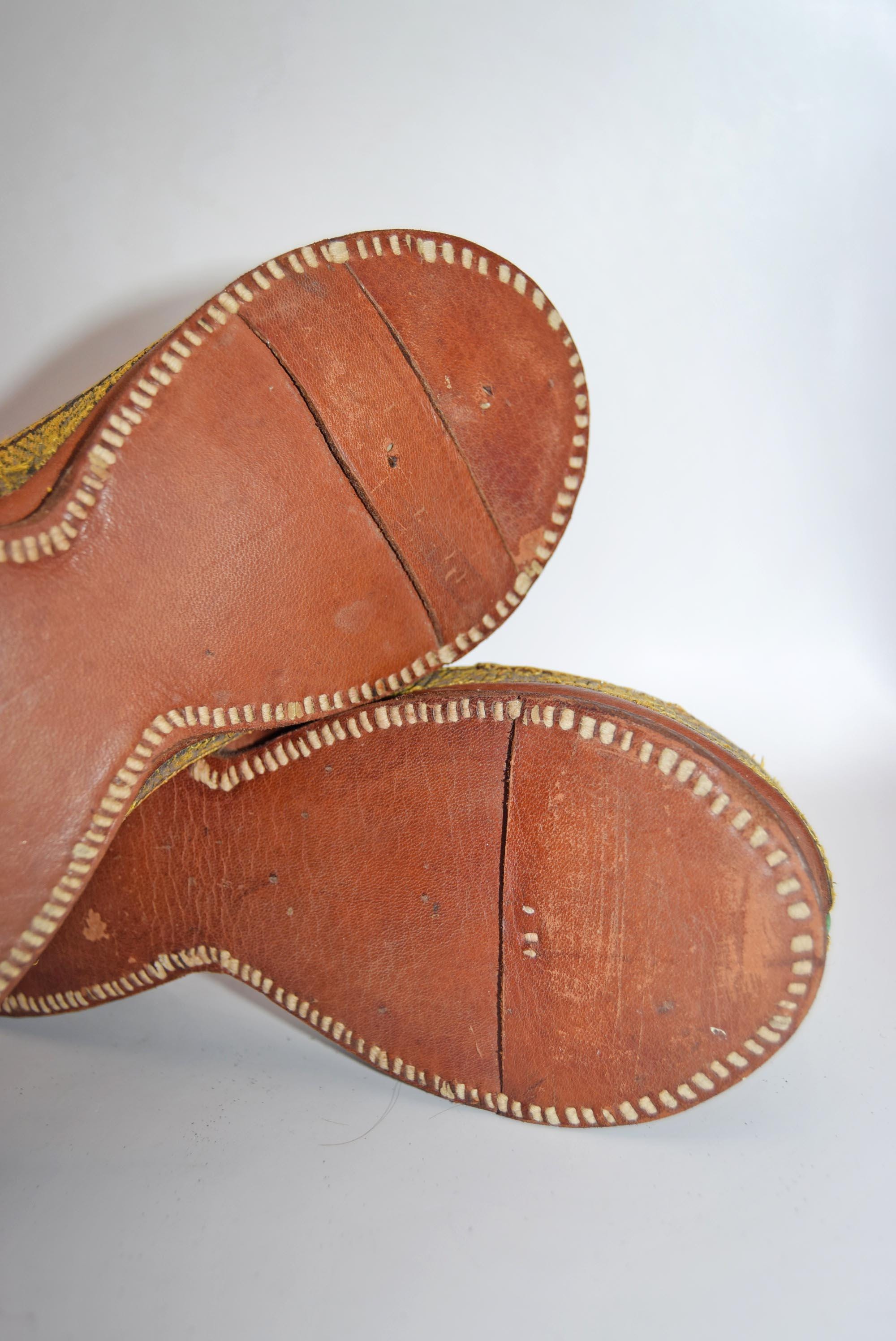 Antique Leather Mughal Raj Ottoman Moorish Shoes |Salma Sitari c1880s | Handsewn