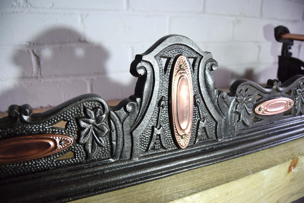 Rare Victorian Cast Iron & Copper Fender c1890s | Victorian fenders | Antique home decor