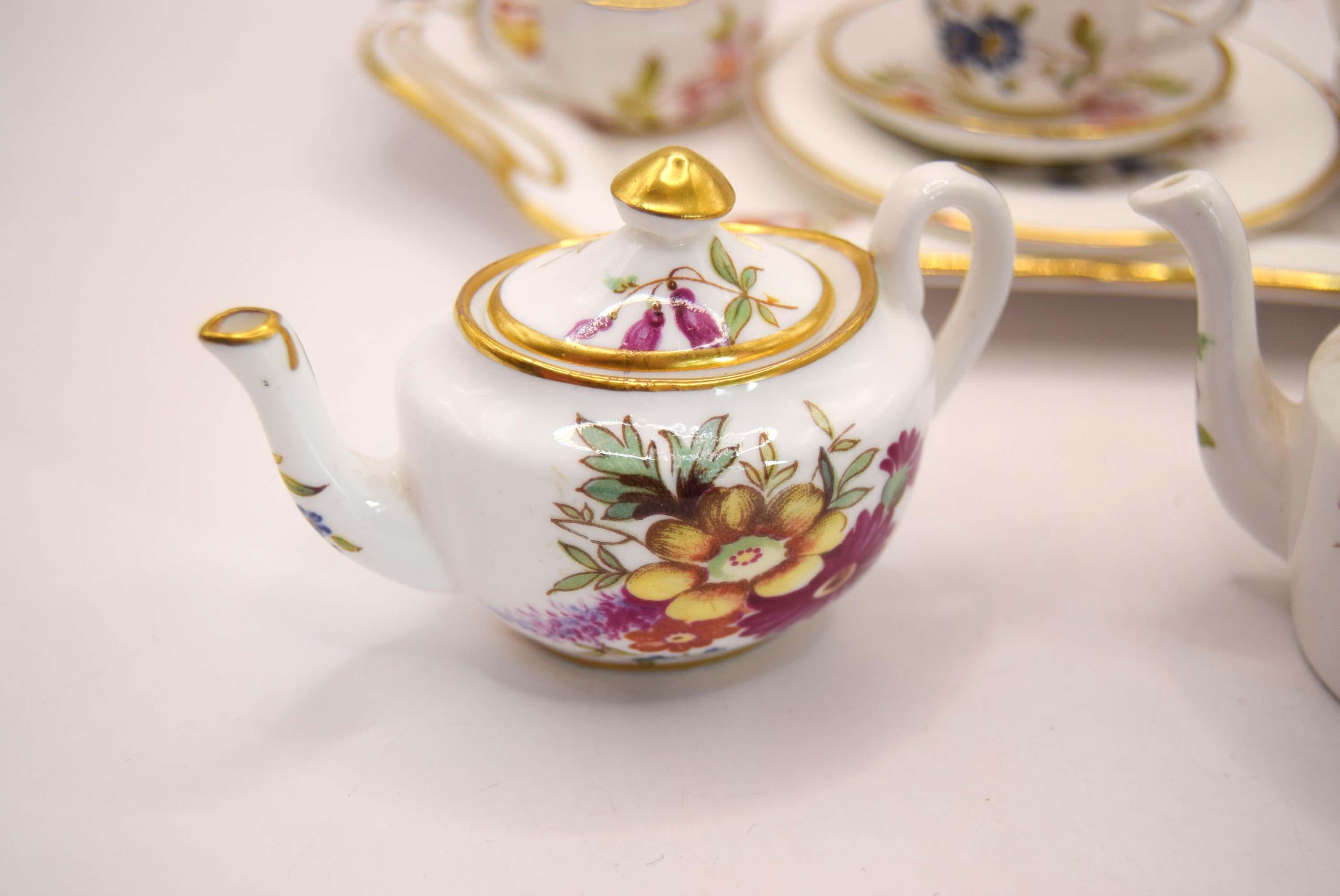 Hammersley Miniature Tea Set 'Howard Sprays' - Mint Condition - 8pc with Tray