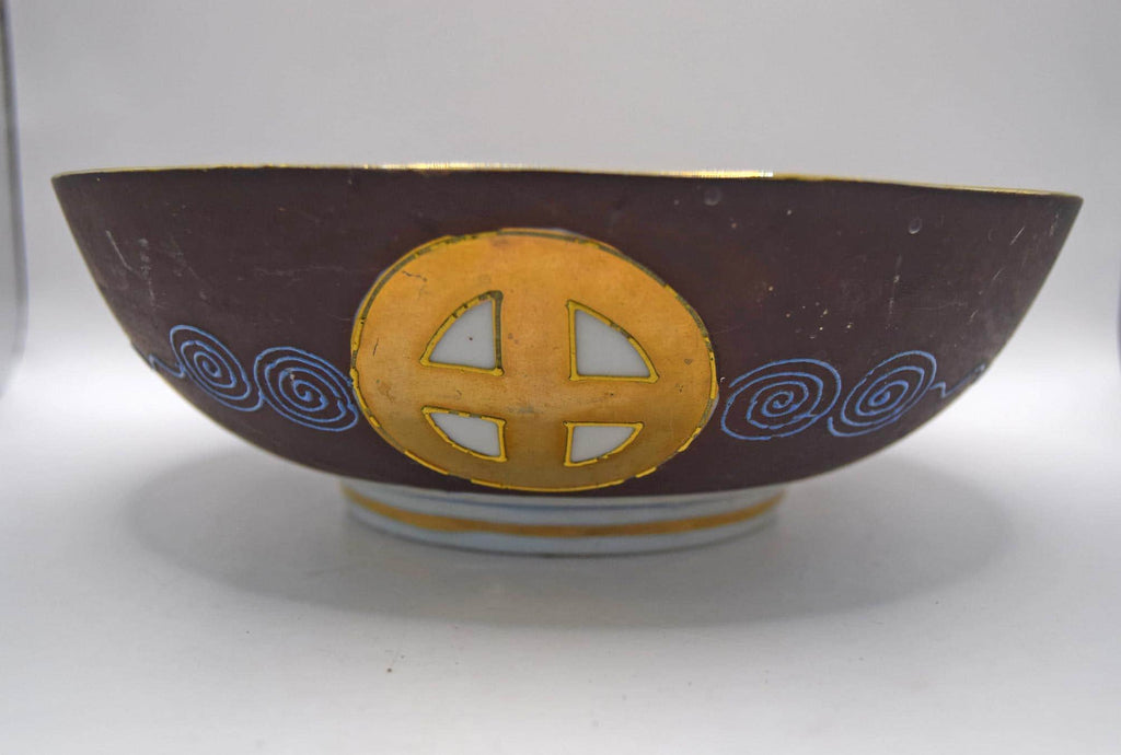 Antique Satsuma Kutani Plate: Meiji Era Gilded Immortals Scene