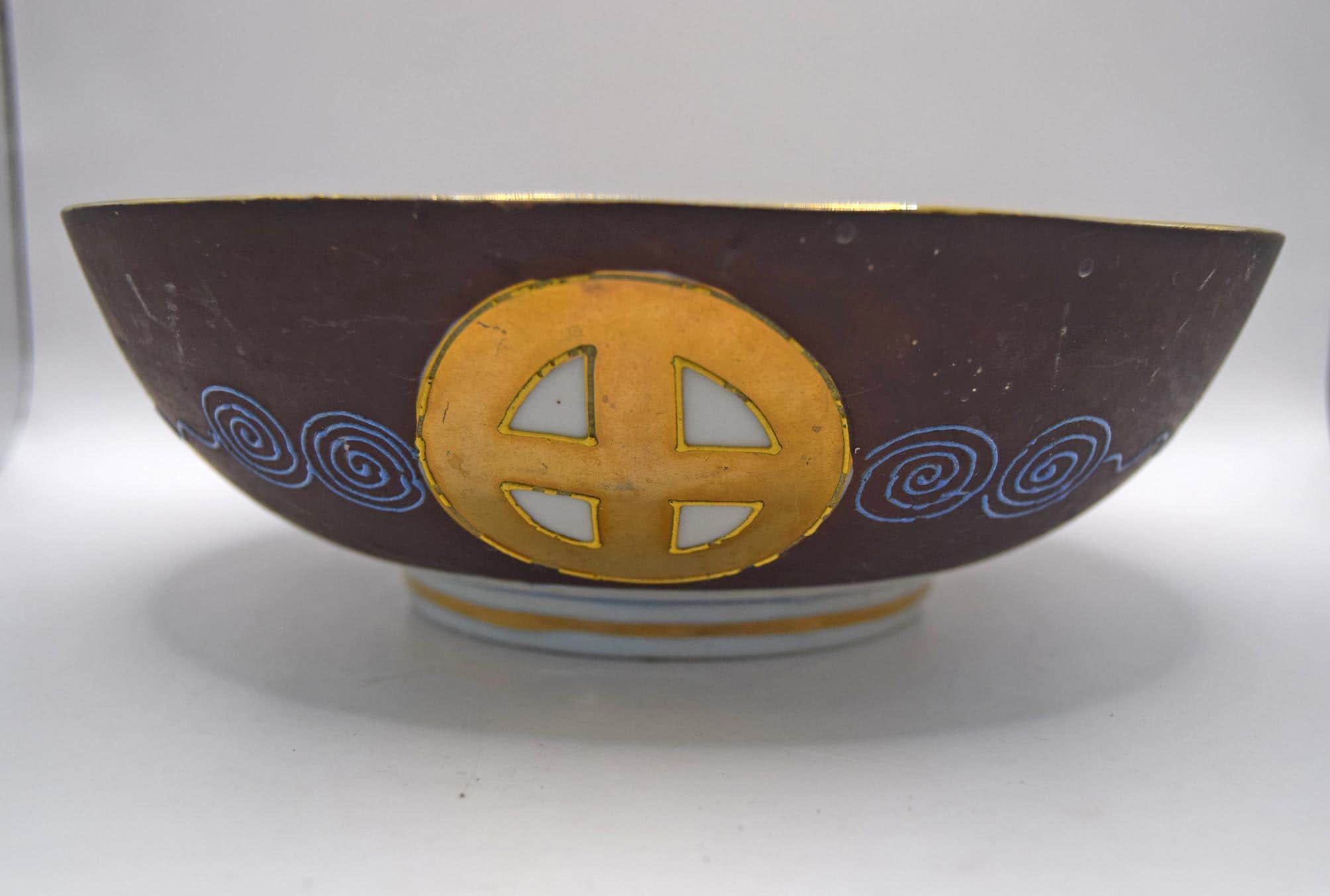 Antique Satsuma Kutani Plate: Meiji Era Gilded Immortals Scene