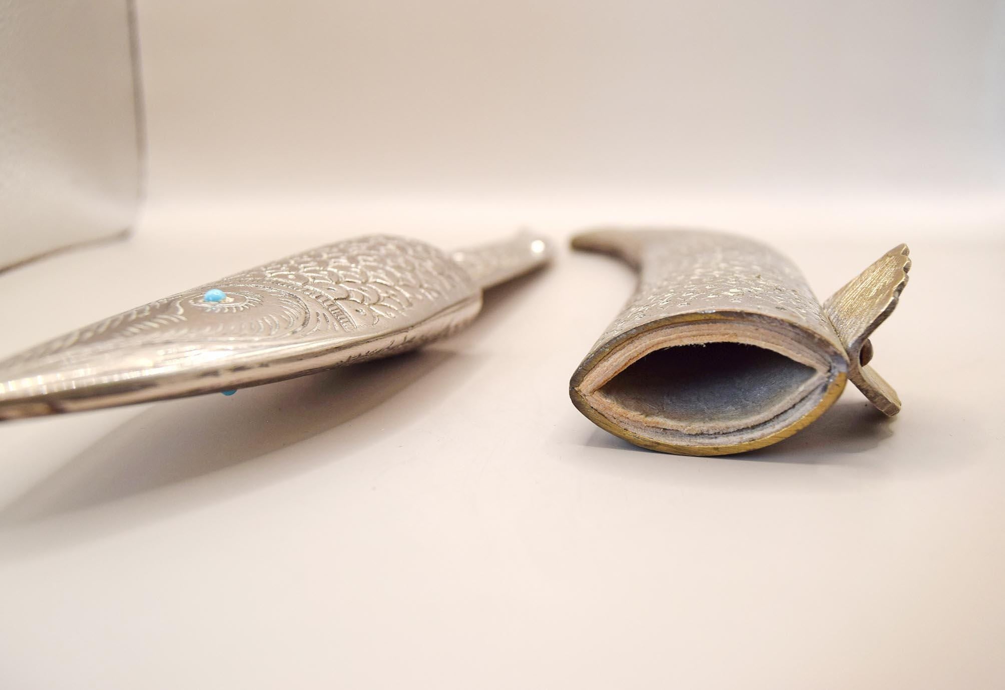 Vintage  Letter Opener Fish-Shaped Silver Metal  & Sheath â€“ Nautical â€“ Ocean-Inspired Desk Accessory