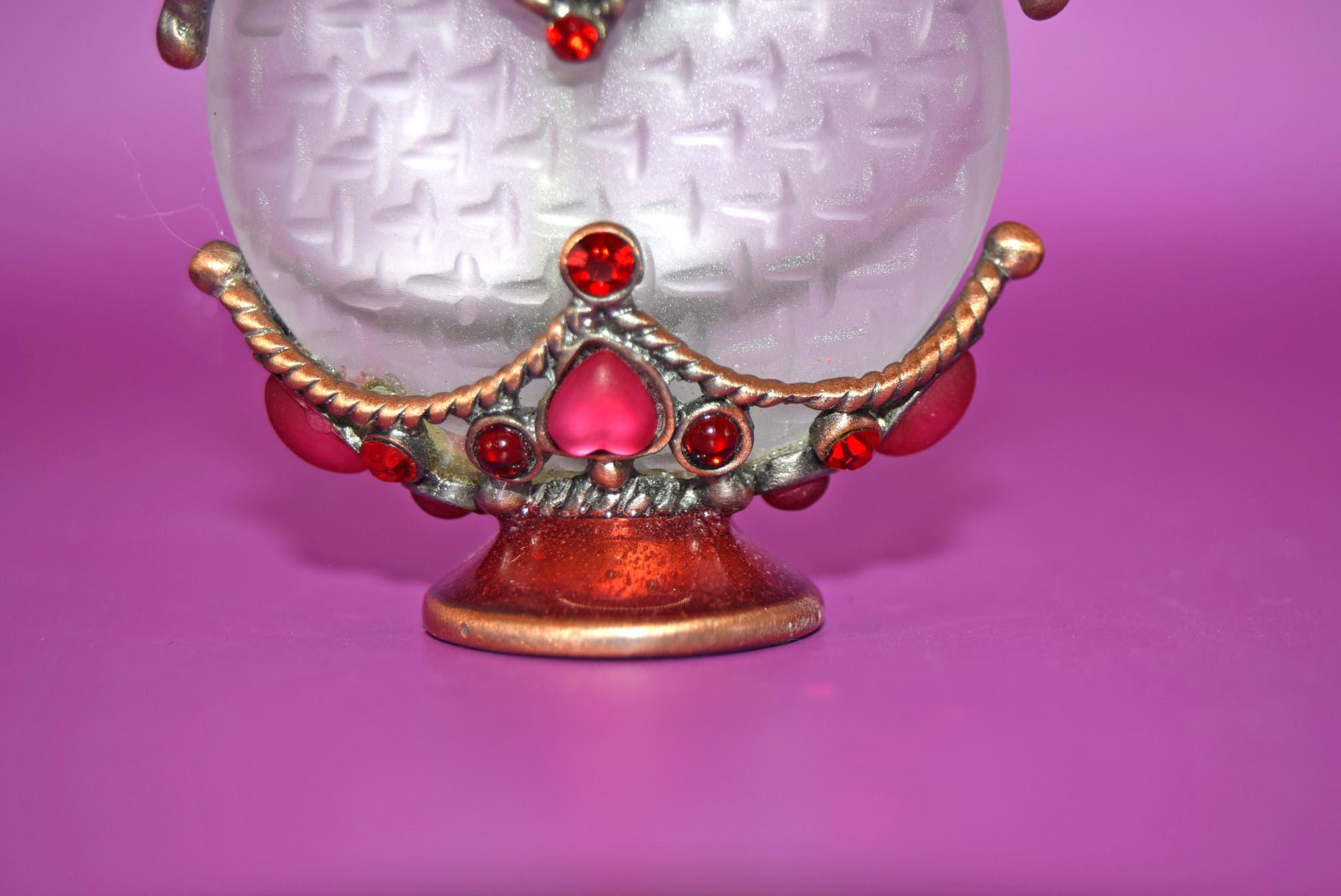 Vintage Perfume Bottle: 1940s Rhinestone Bronze Basket, Crystal Finial