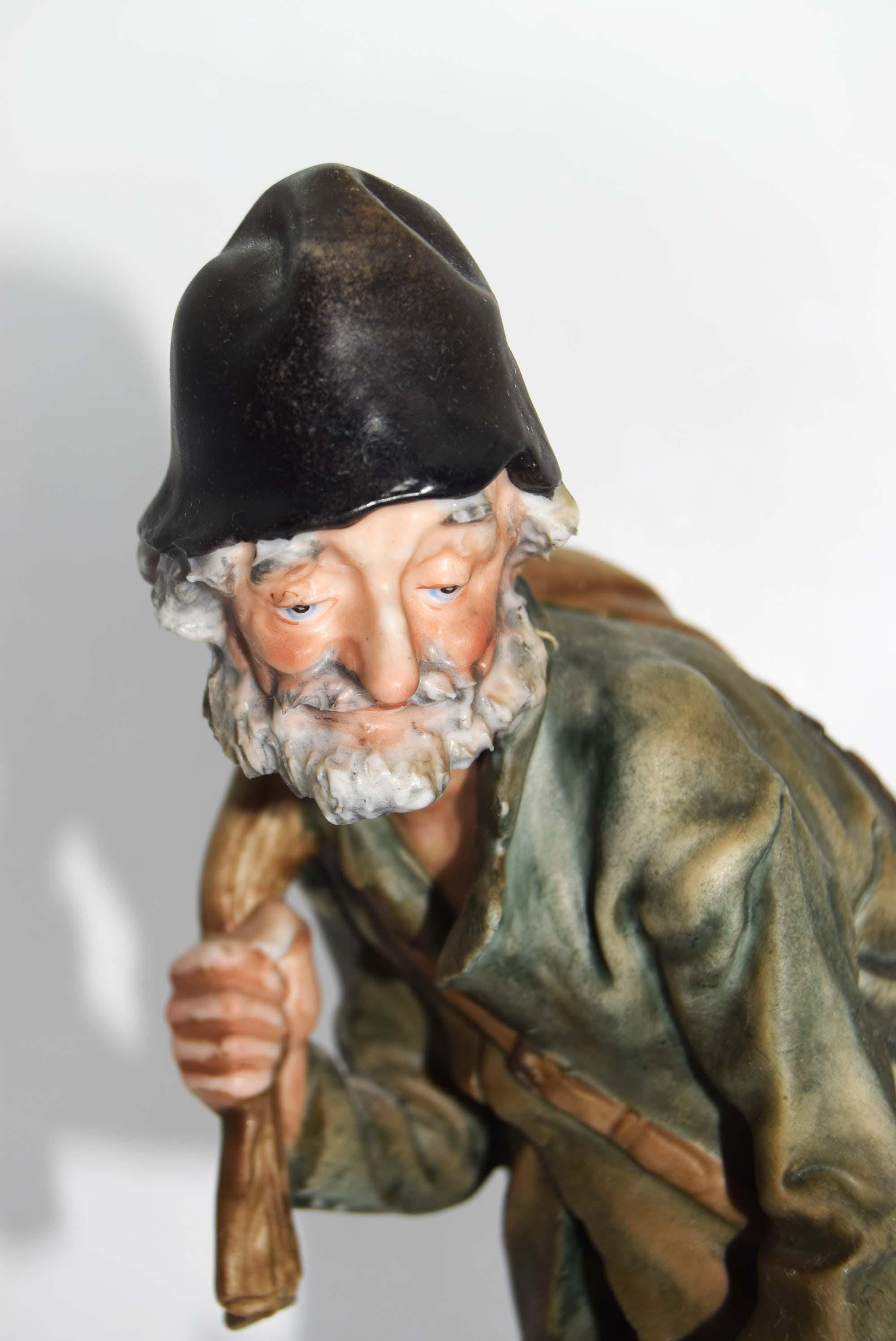 Vintage Carl Scheidig Porcelain Figurine - "Tramp and Scamp" (Hobo and Dog)