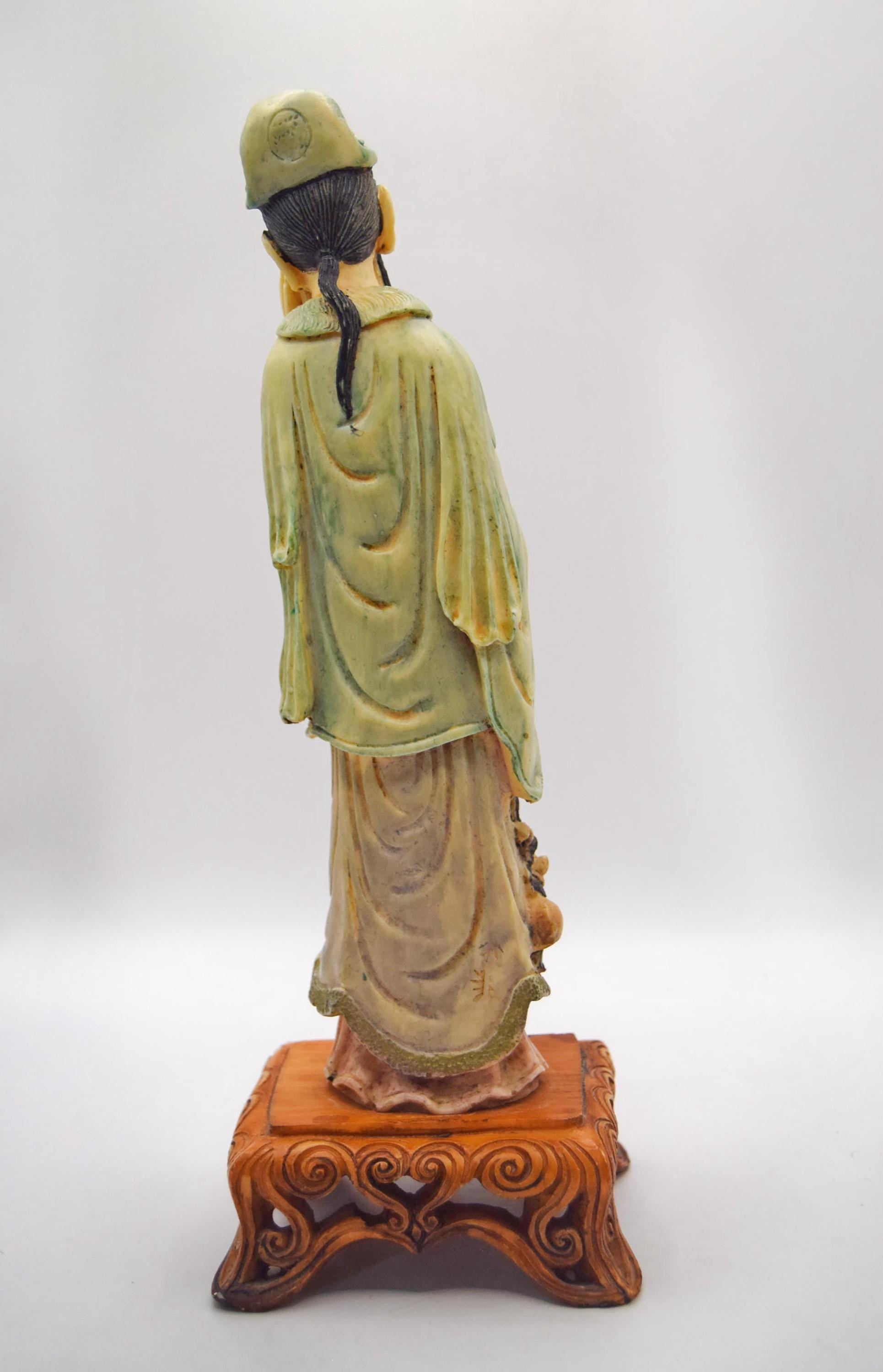 Vintage Chinese fisherman figurine c1970s