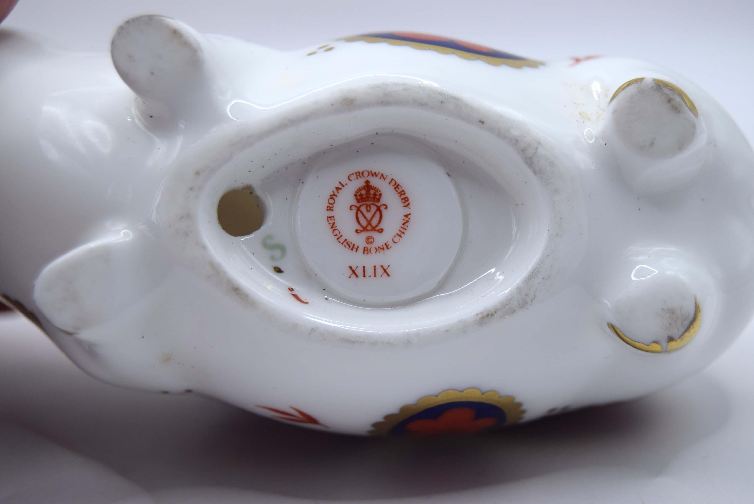 Royal Crown Derby Pig Paperweight, Vintage English Bone China, Old Imari, Mint