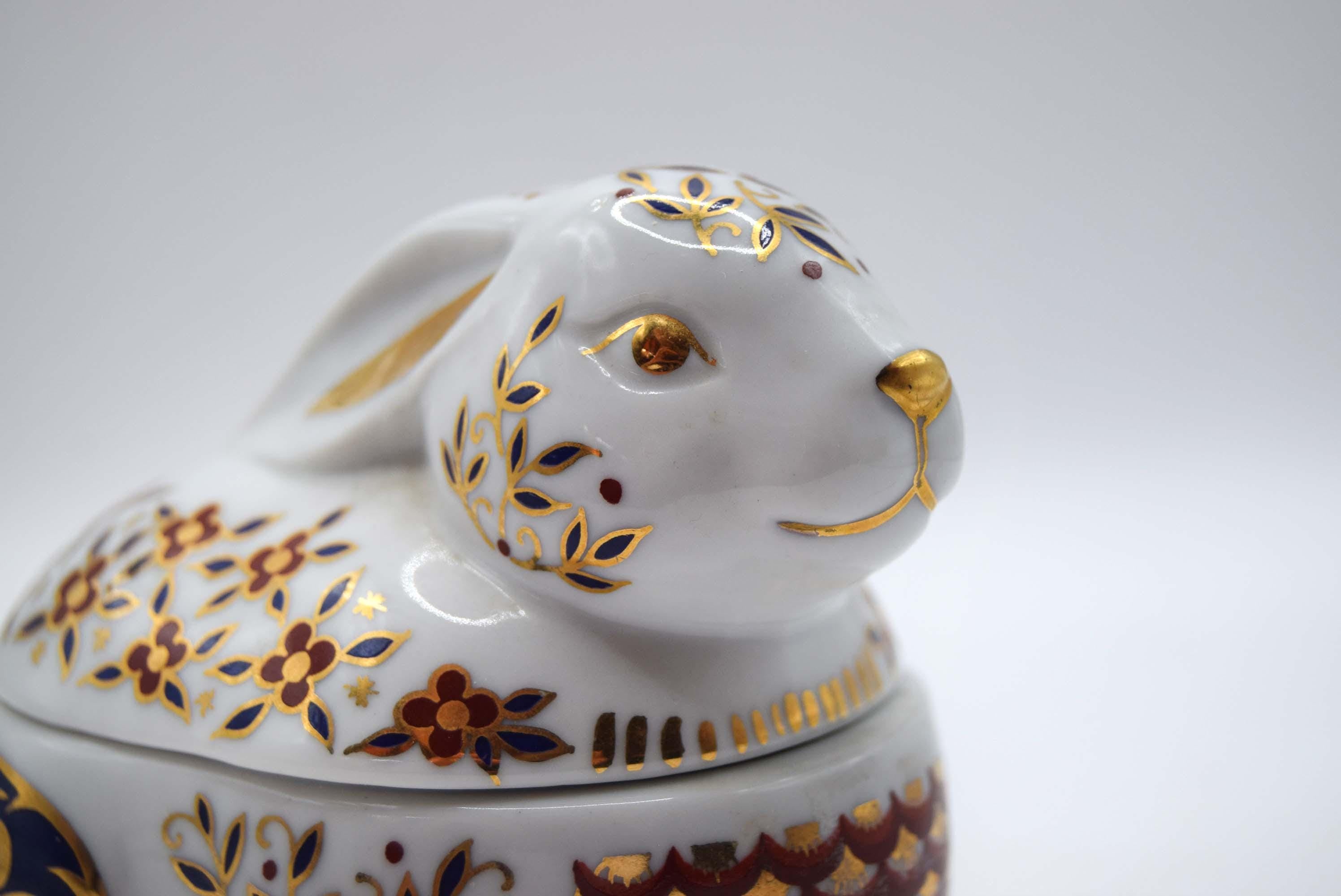 Imari Porcelain Rabbit Trinket Box Leonardo Collection, Made in Japan