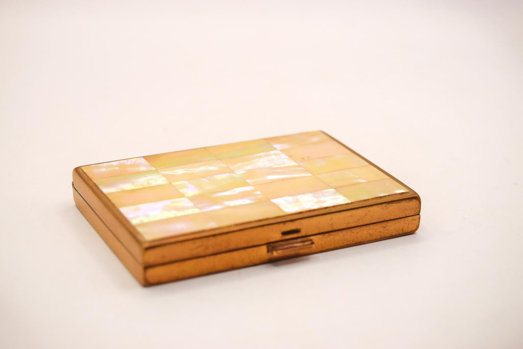 1950s Vintage AGME Swiss Mother of Pearl Powder Compact/Mirror/Make Up Case