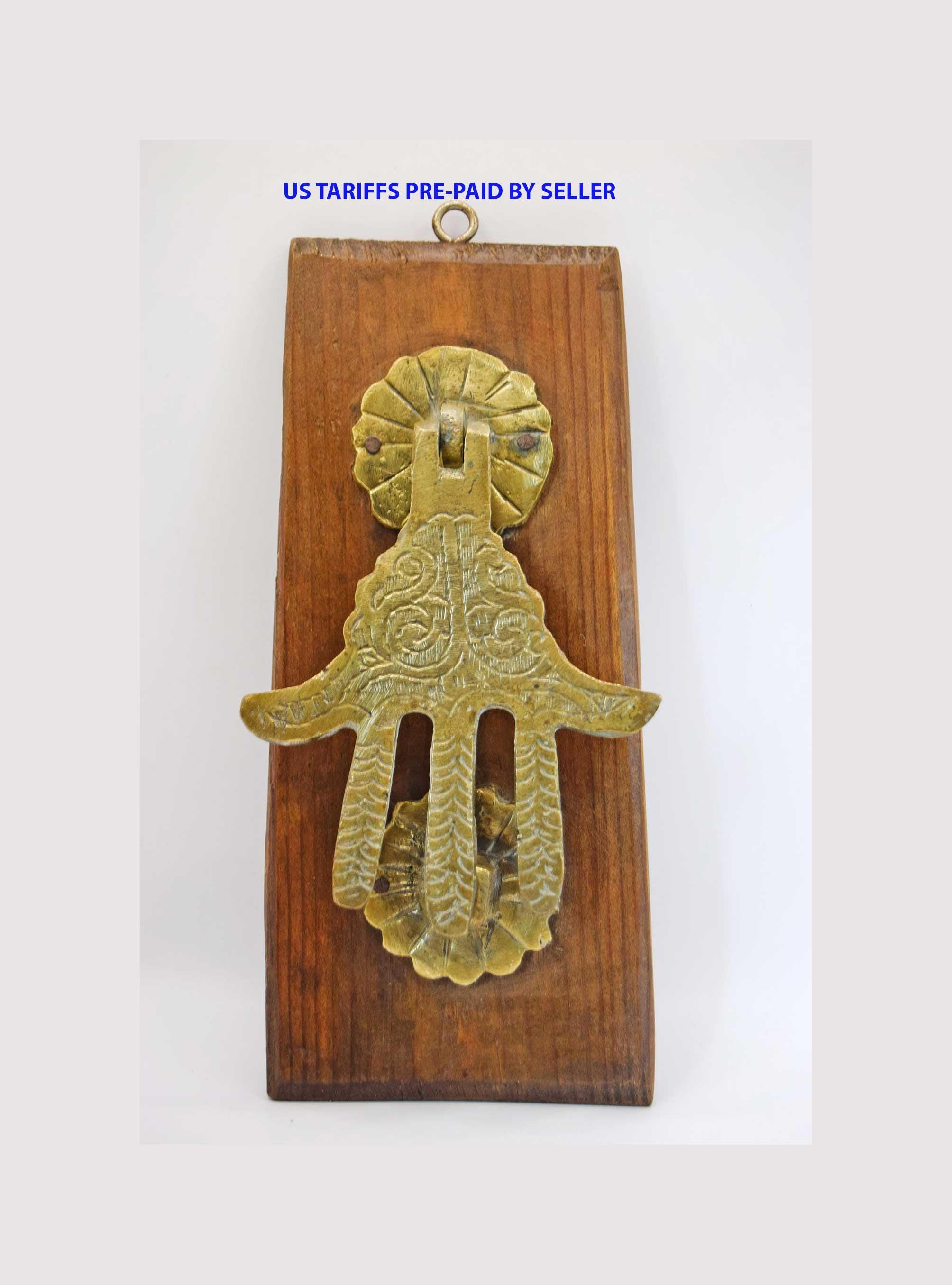Vintage Brass Hand of Fatima | Hamsa Door Knocker Moroccan Hardware c1950s