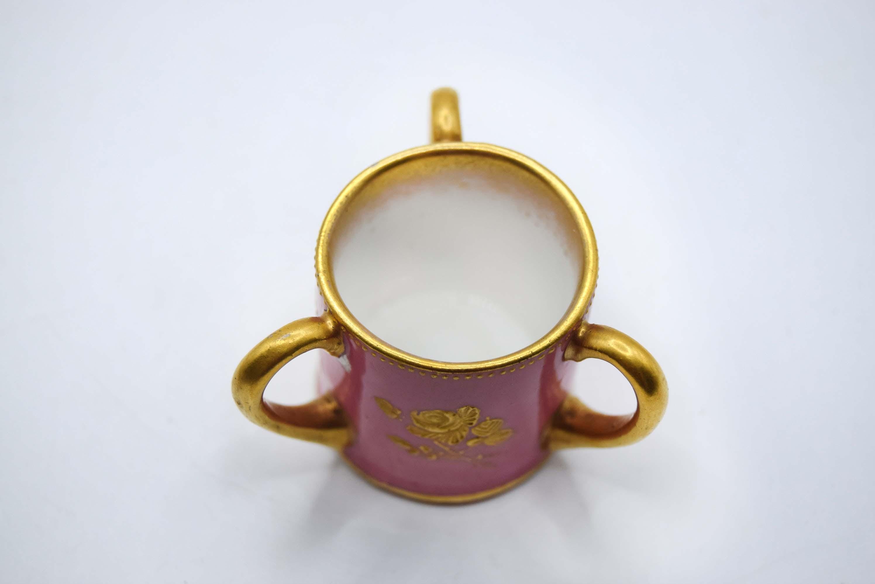 VERY RARE 24K Gold Royal Doulton Miniature Tyg - Robert Allen Studio RA 3402 - c1902