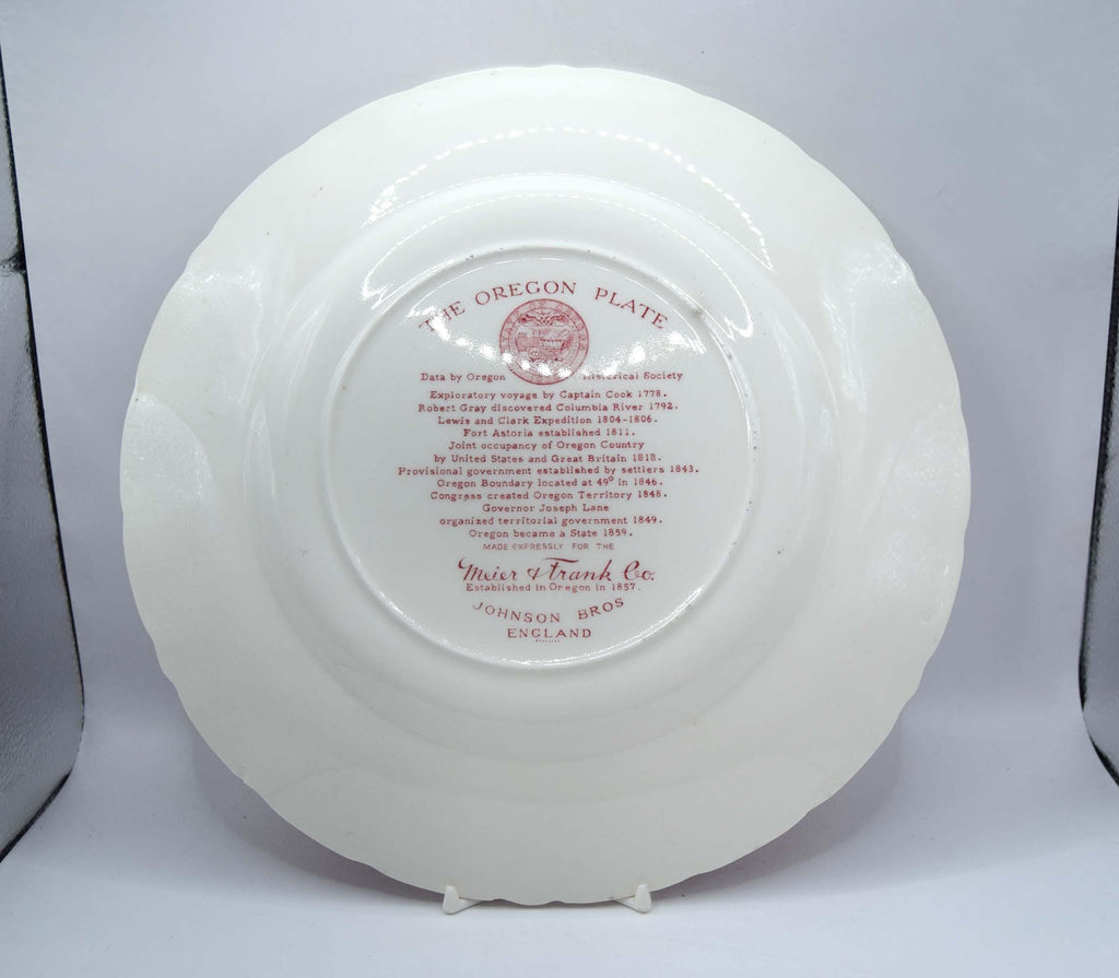 Vintage Johnson Bros., England 'The Oregon Plate' by Meier & Frank 10.75"