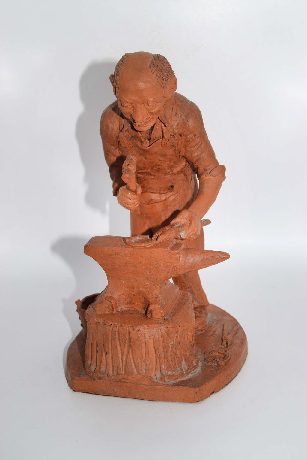 Vintage 1980 Terracotta 'Blacksmith' Figurine â€“ by Sculptor Leslie Fishleigh