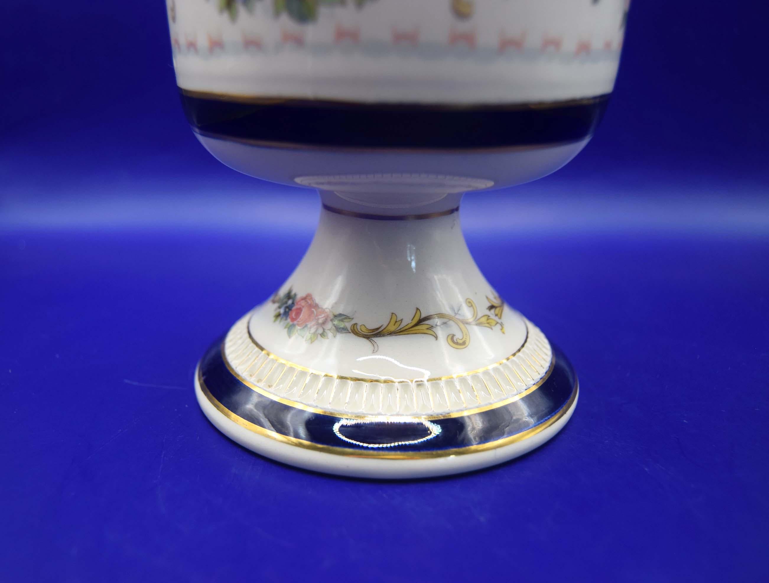 Vintage Italian 1950s Fiorentine Porcellane Ceramiche Floral Pedestal Vase, Mint Condition