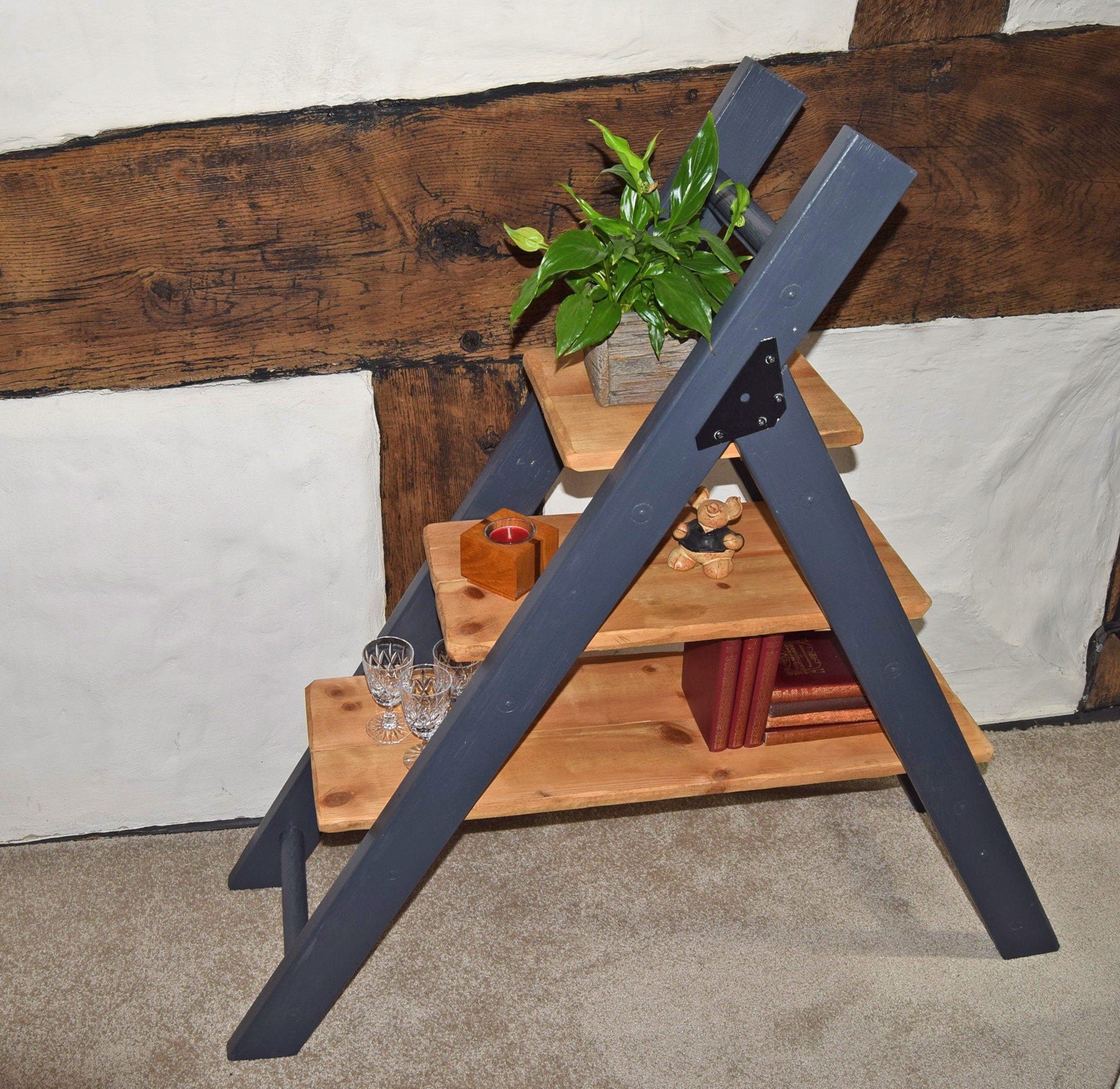 Vintage Ladder Shelving for Bathroom, Living Room, Towel Rack, Garden or Wedding Display