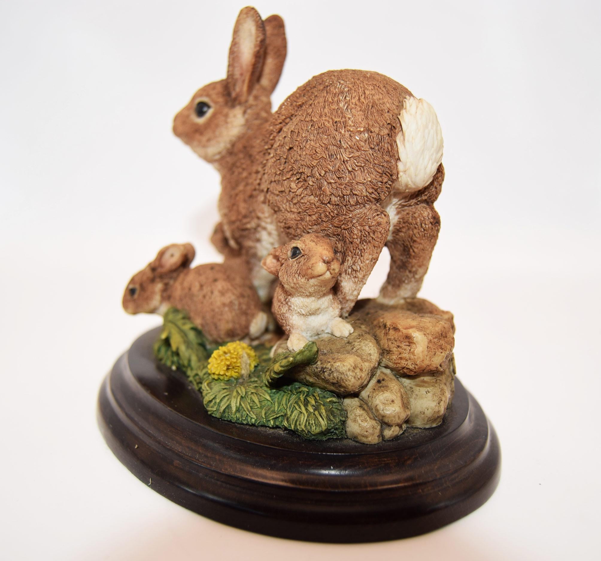 Royal Doulton - Hand Made Sculpture - A Family Of Rabbits Vintage 1993