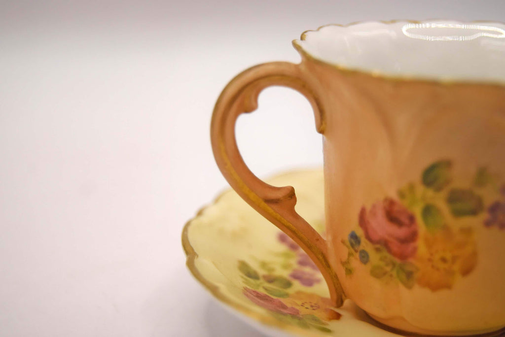 MINT 1901 Royal Worcester Miniature Teacup & Saucer - Blush Ivory -RN 234574