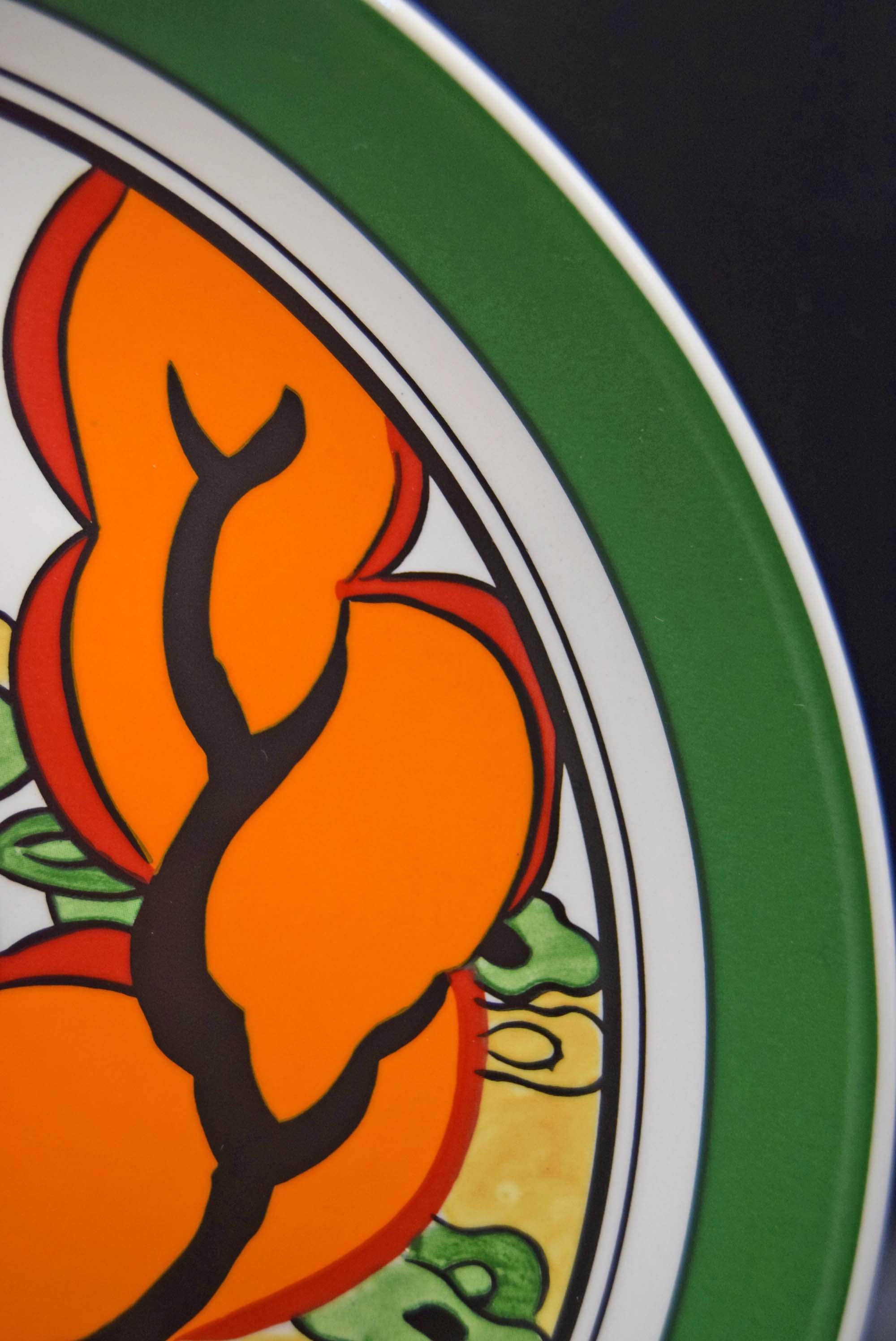 Clarice Cliff Orange Erin 10" Decorative Plate. Art Deco. Limited Edition. Mint