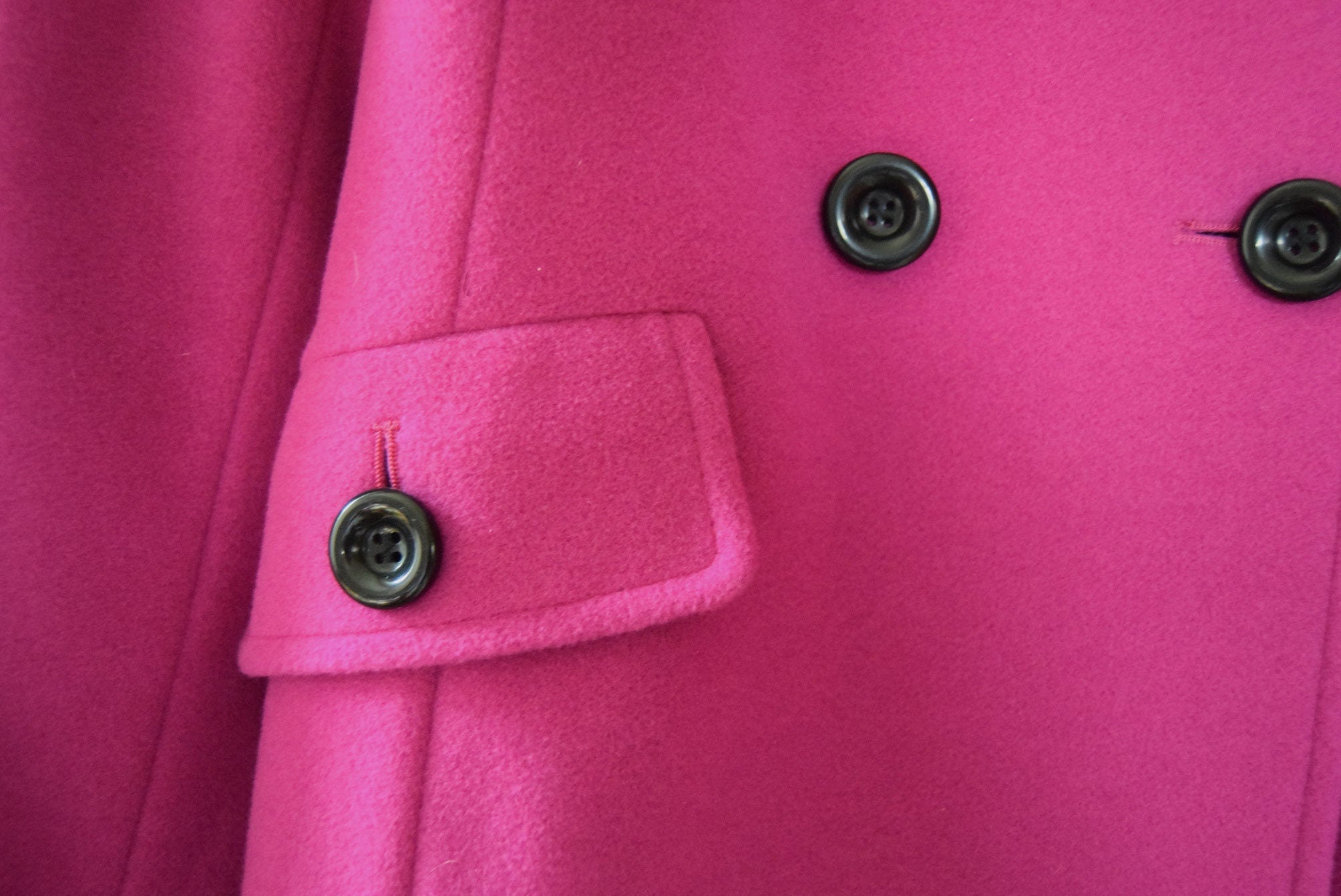 Precis Magenta Pink Cashmere/Wool Blend Double Breasted Vintage Coat Jacket 8-10 (UK)