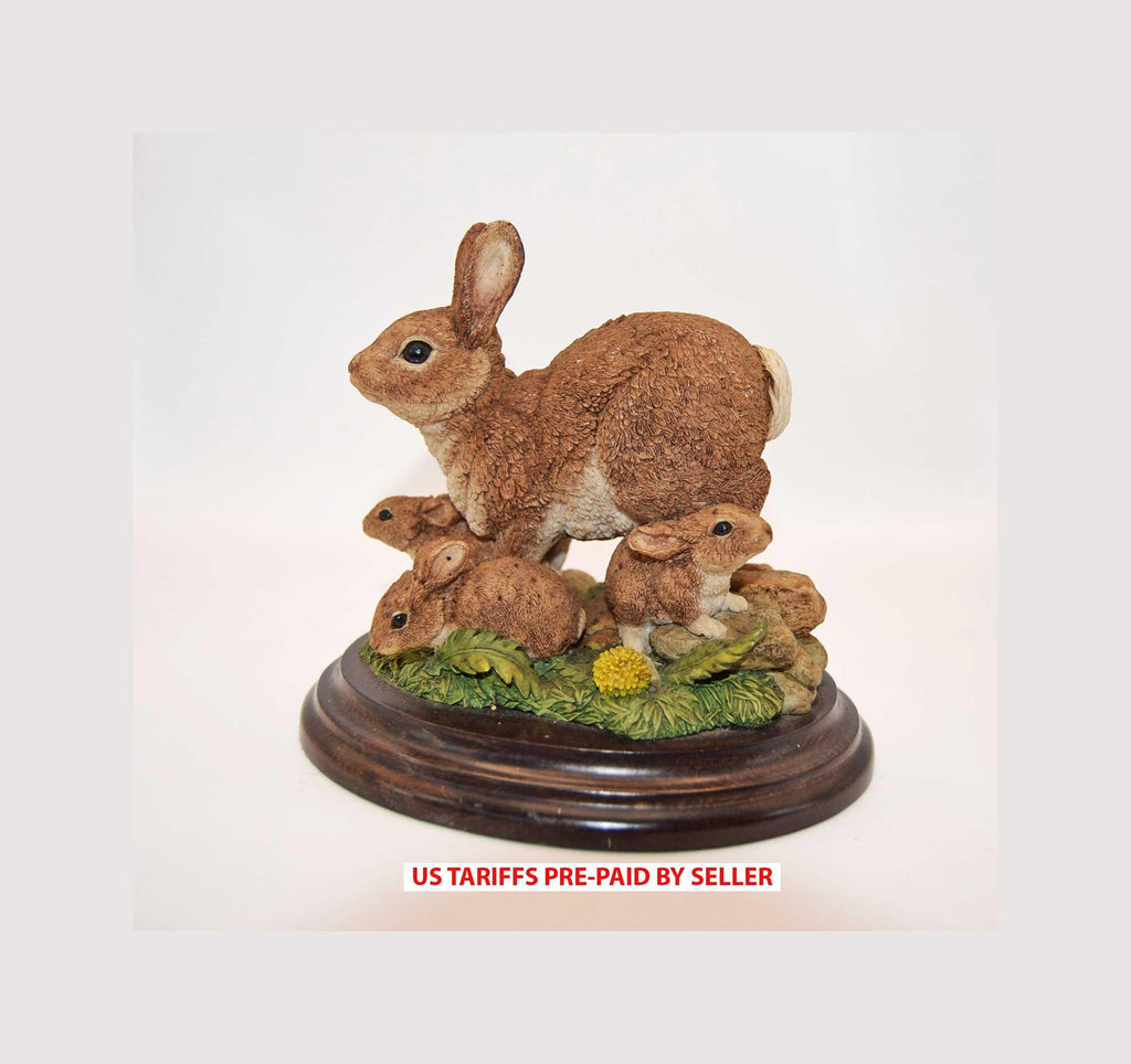Vintage 1993 Royal Doulton - Hand Made Sculpture - A Family Of Rabbits Lovely condition.