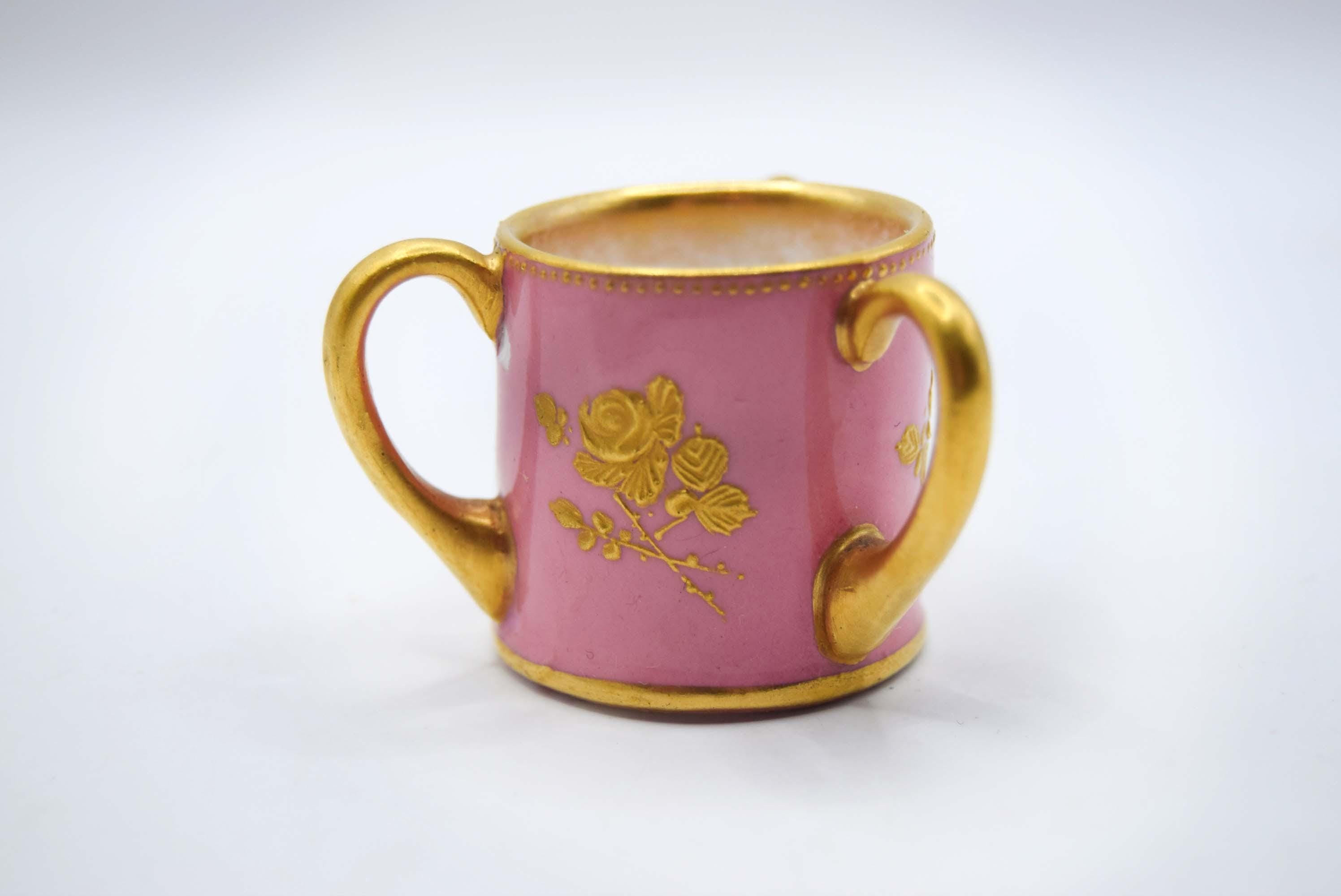 VERY RARE 24K Gold Royal Doulton Miniature Tyg - Robert Allen Studio RA 3402 - c1902