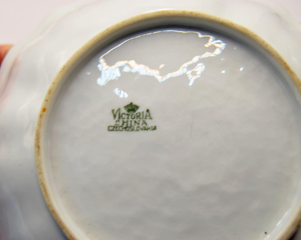 Antique Victoria Czechoslovakia Lustre Ware Bowl~ Orange~ Fruit Design c1920