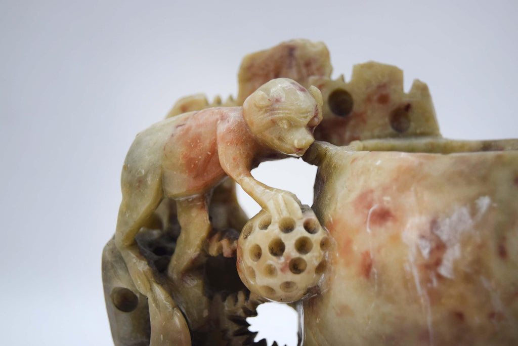 Antique Chinese Soapstone Brush Pot, Hand Carved Republic Period (1912-1949)