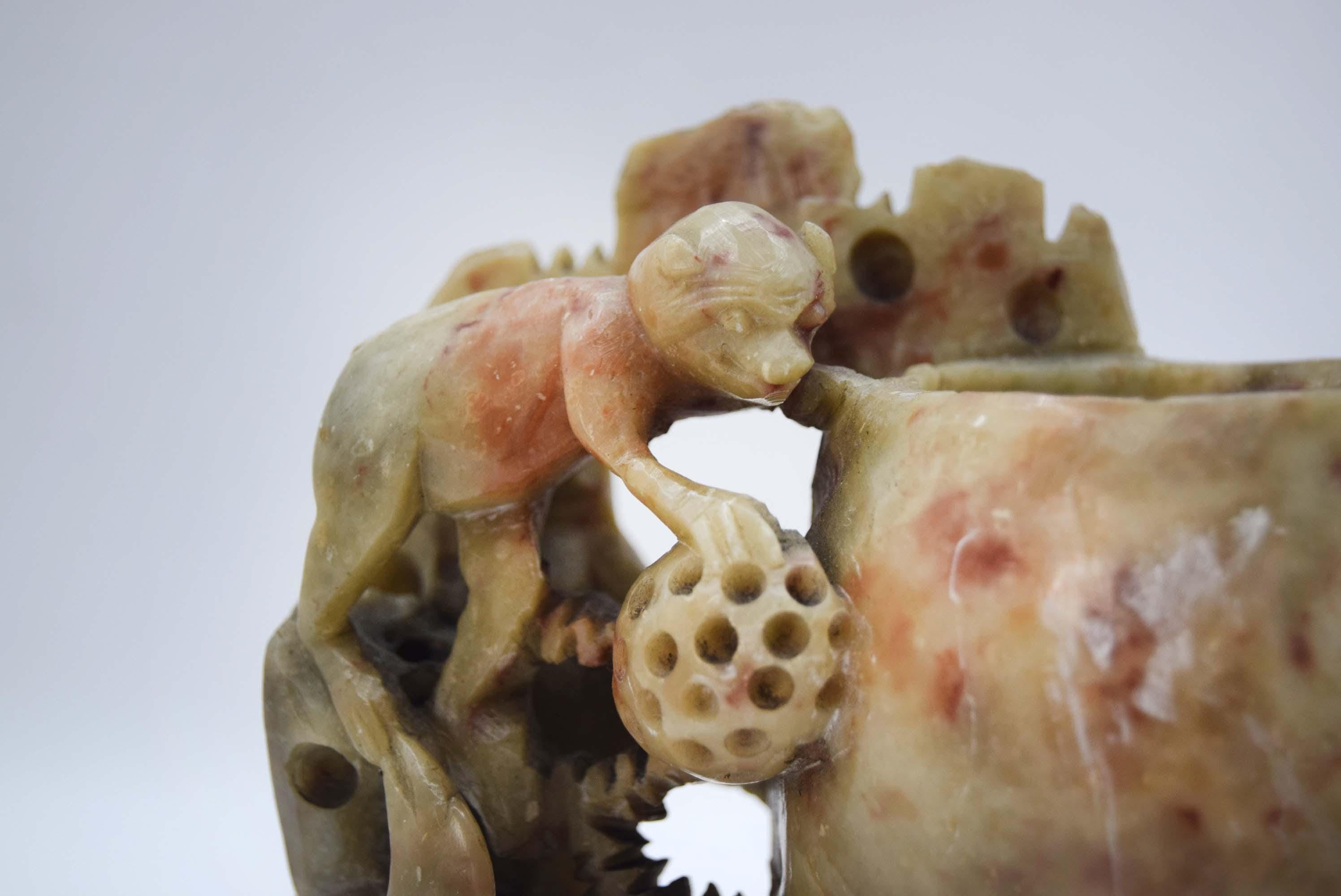 Antique Chinese Soapstone Brush Pot, Hand Carved Republic Period (1912-1949)