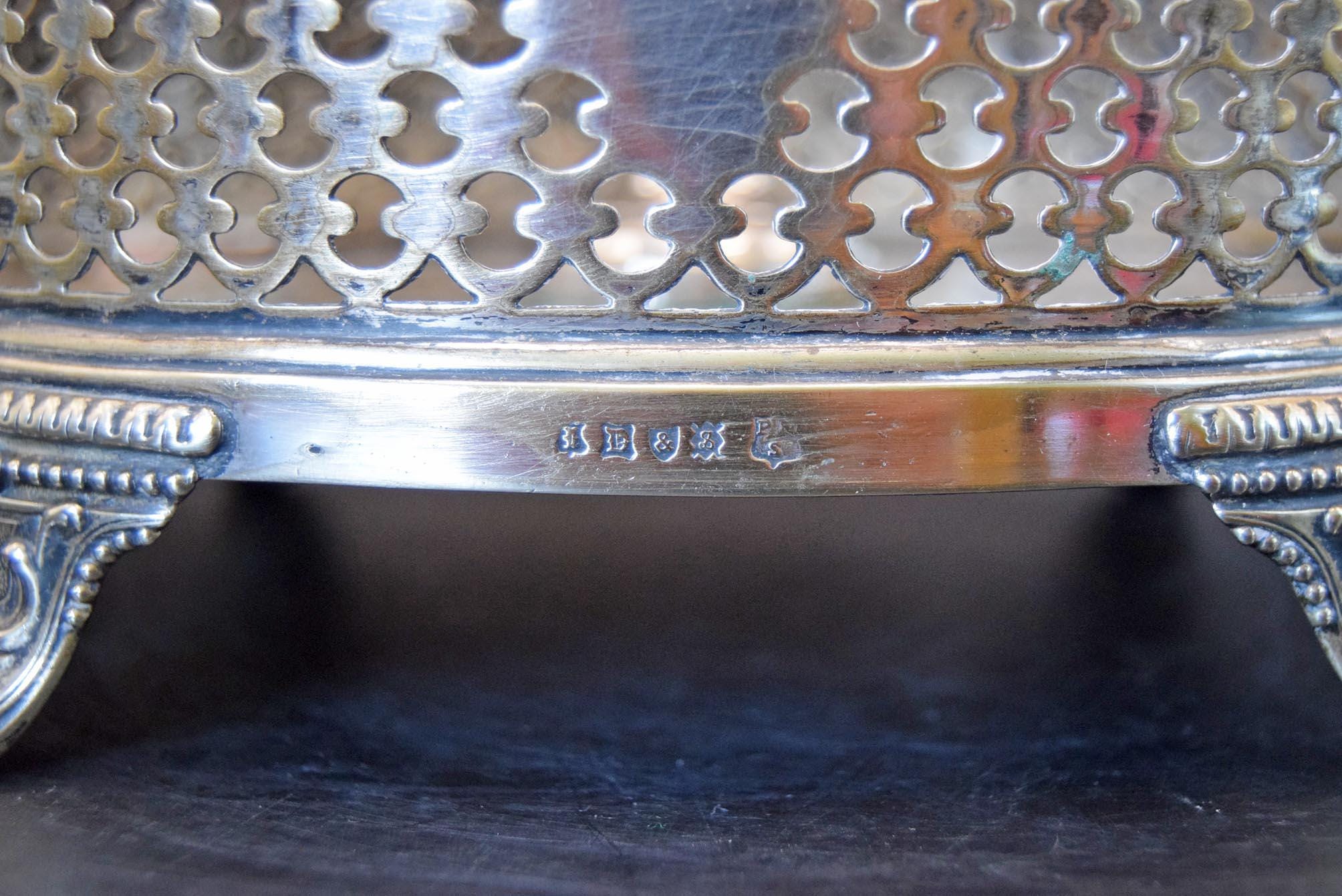 Victorian Silver Cruet Condiment Spice holder | James Deakin & Sons, Sheffield c1890 | Oval silver basket