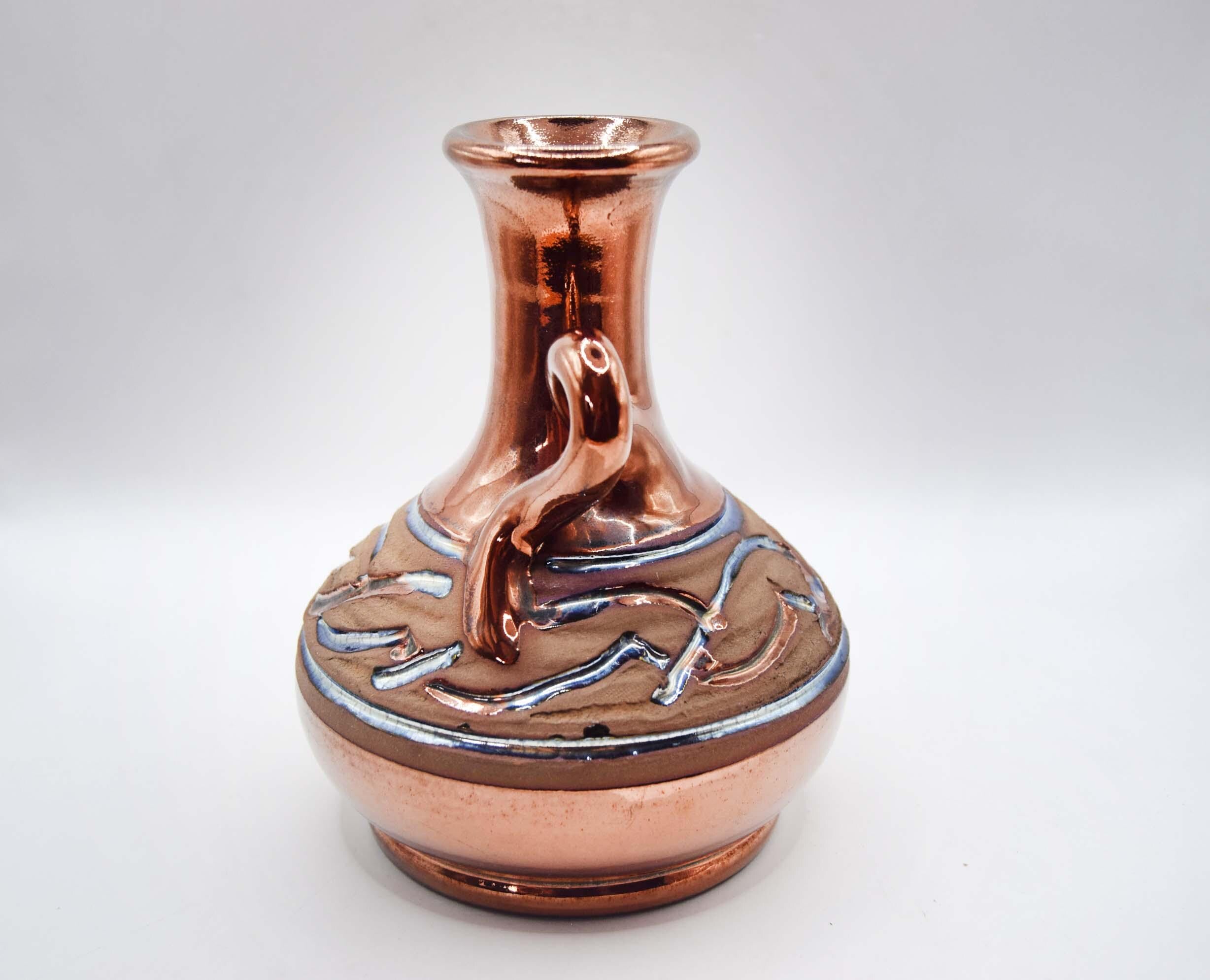 Vintage Mejias Polonio Spanish Studio Pottery Copper Lustre Jug - 16cms