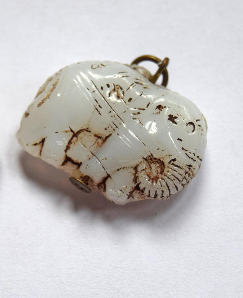Rare Antique 1920's Max Neiger Milk Glass White Elephant Pendant
