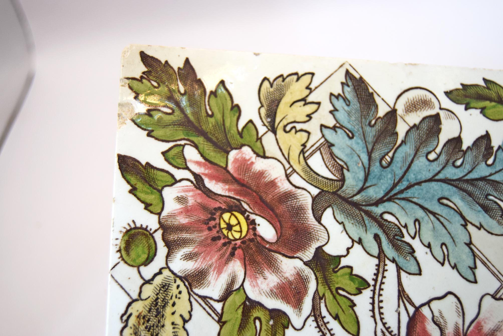 Vintage Sherwin Floral Tile: Antique Art Nouveau Design