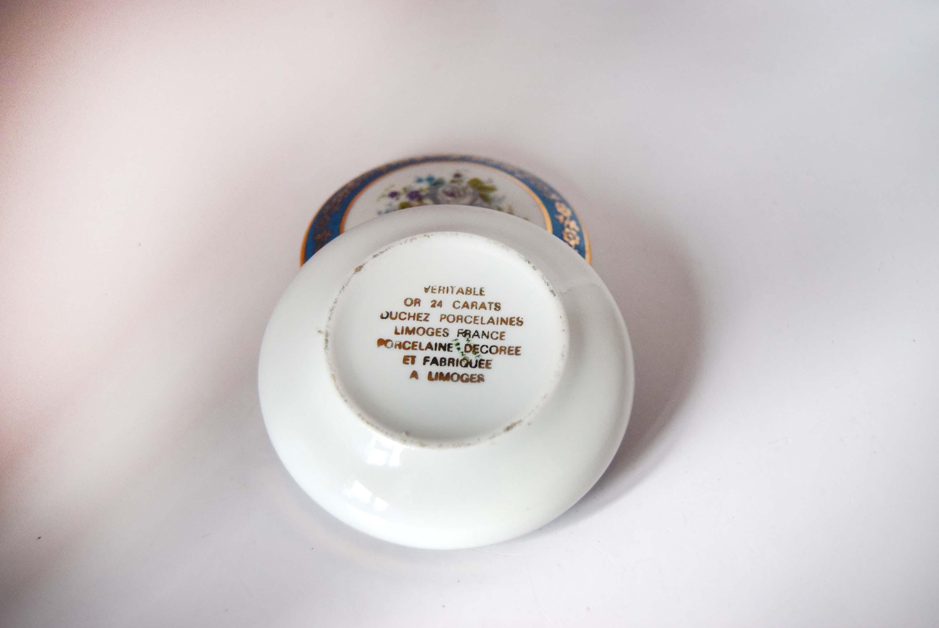 Meissner Limoges France Small Domed Trinket Box Pot | Floral c1950