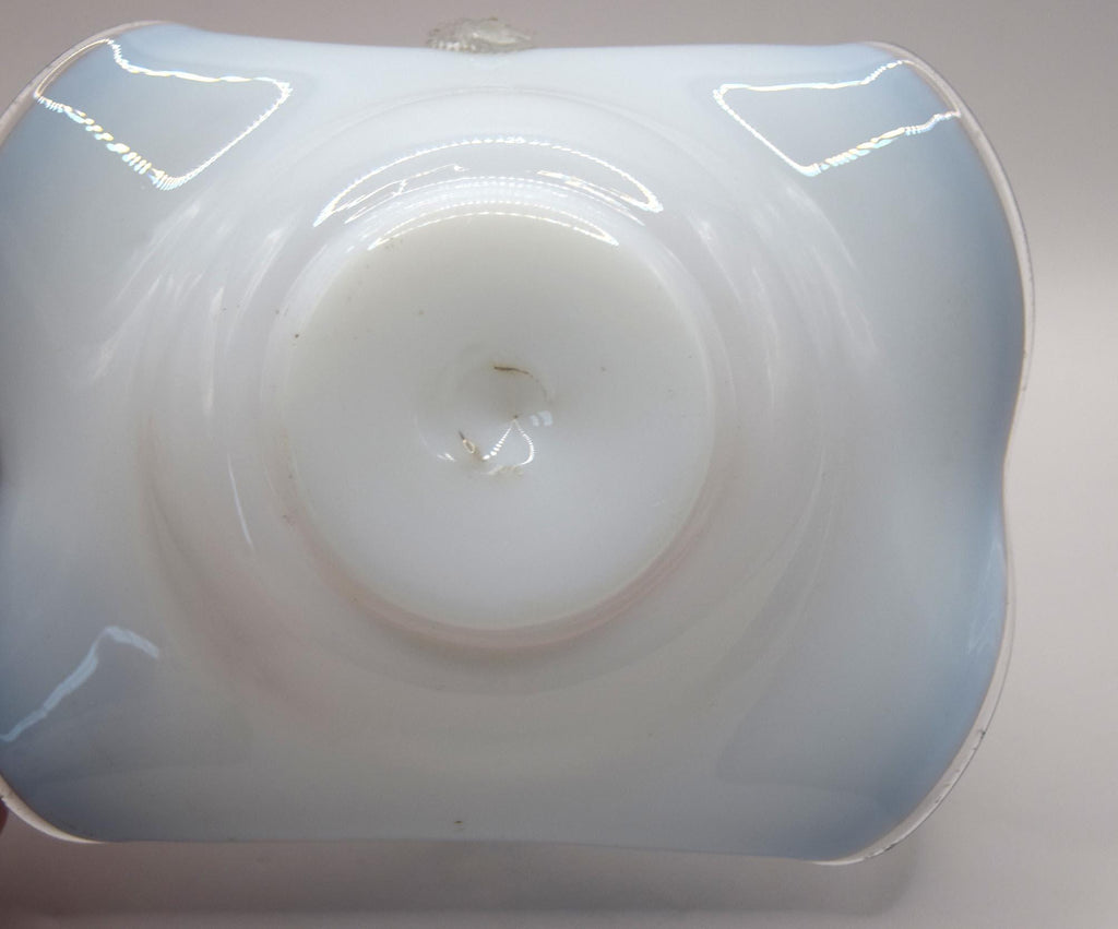 Czech Art Glass Vintage Smoked Blue Basket